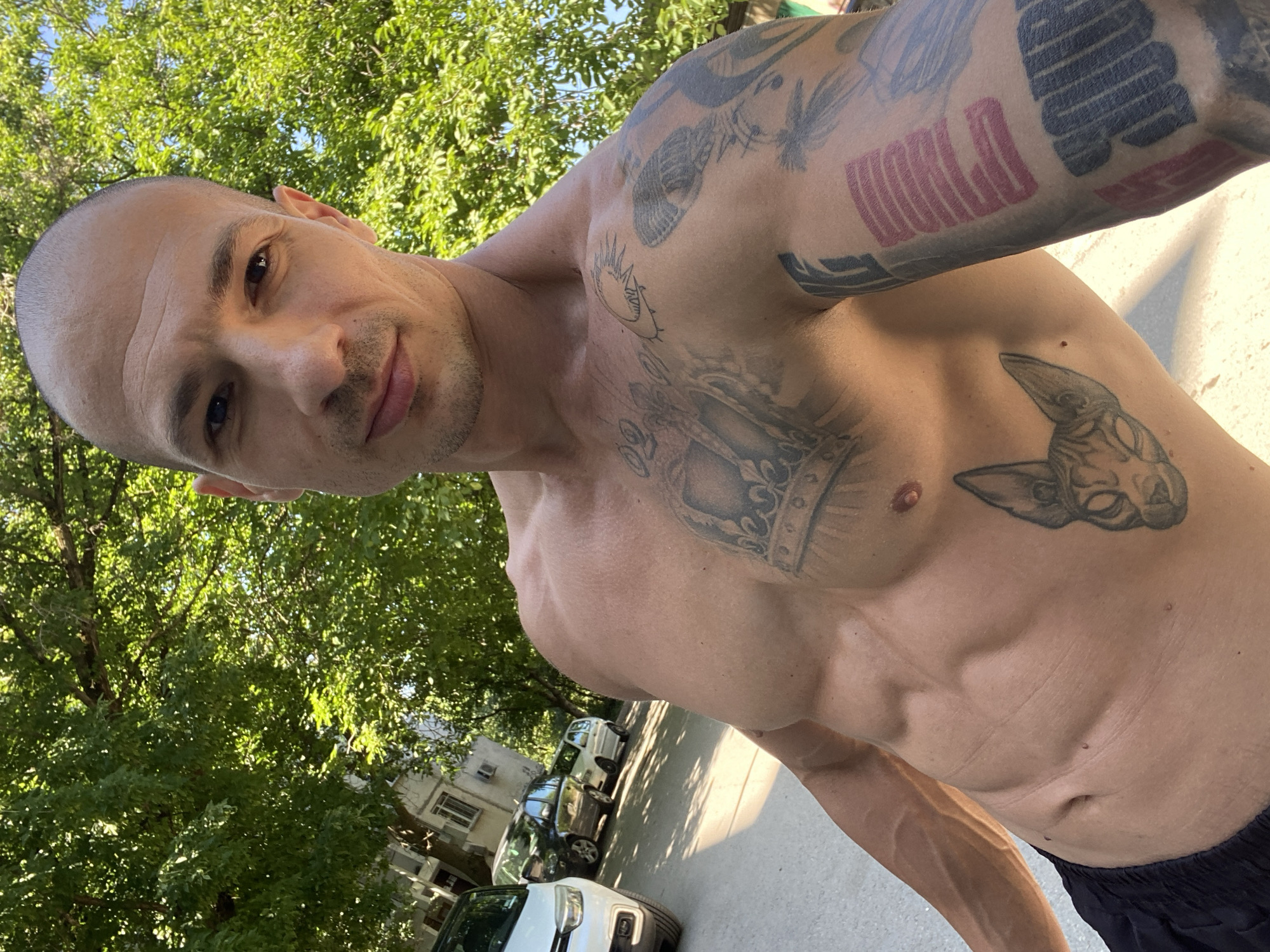 Tattooed selfie taken outdoors in Pleven, Bulgaria