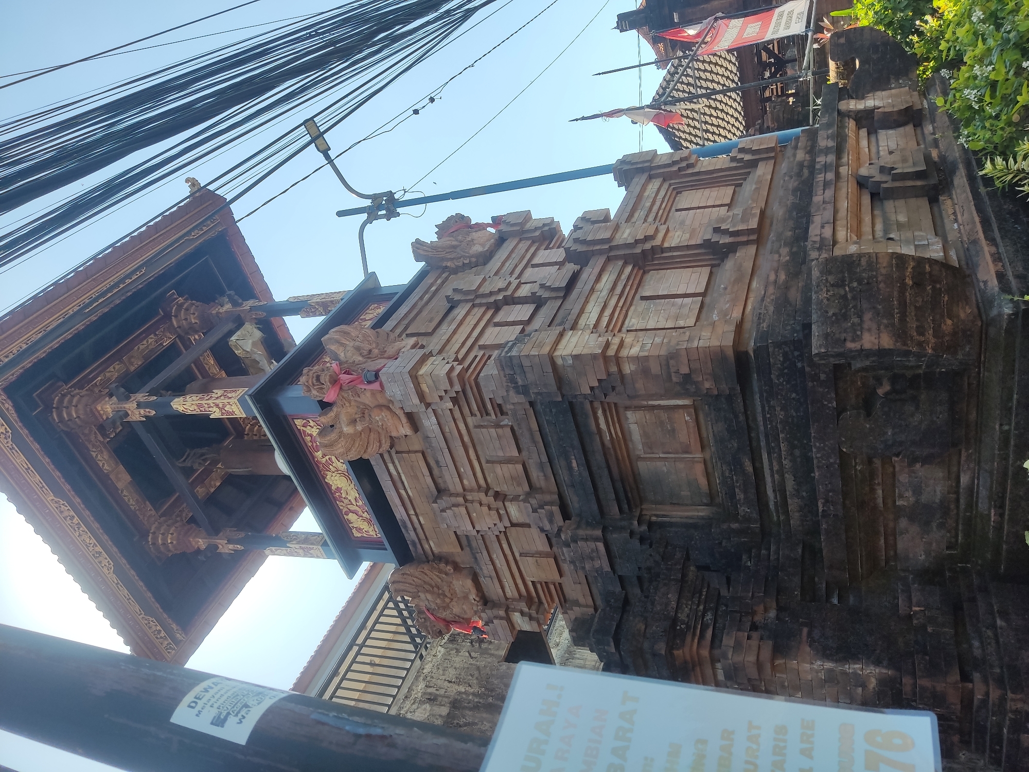 Temple architecture and street life in central Denpasar