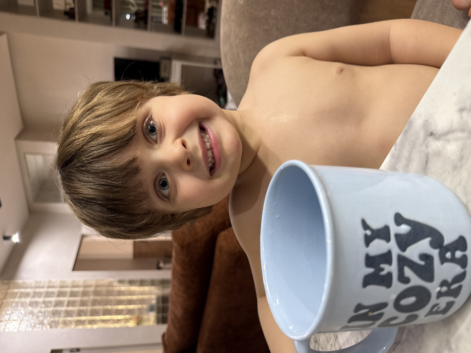Child photographed at countertop in Khimki, Russia
