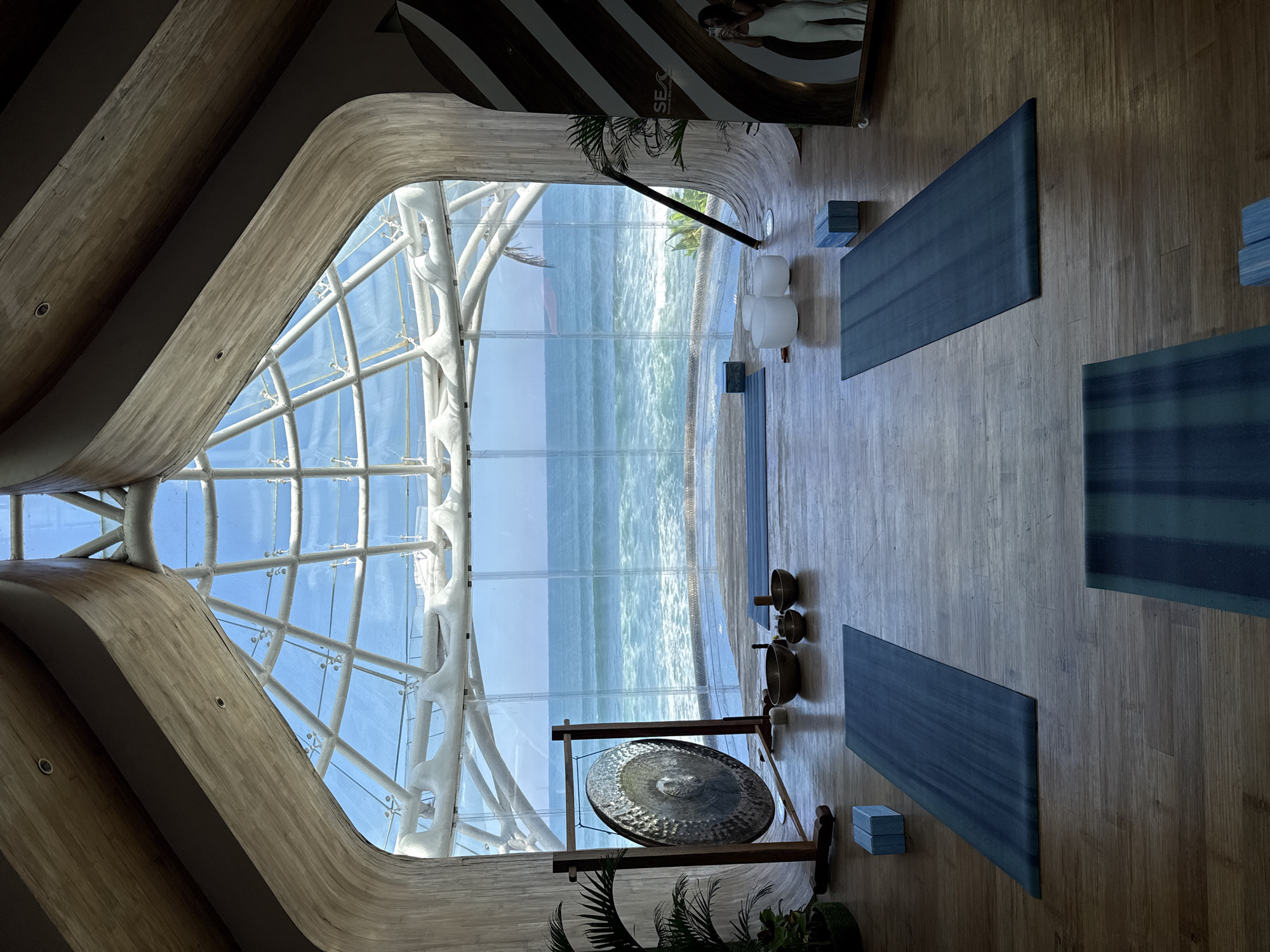 Glass-domed ocean-view yoga studio in Kediri, Bali