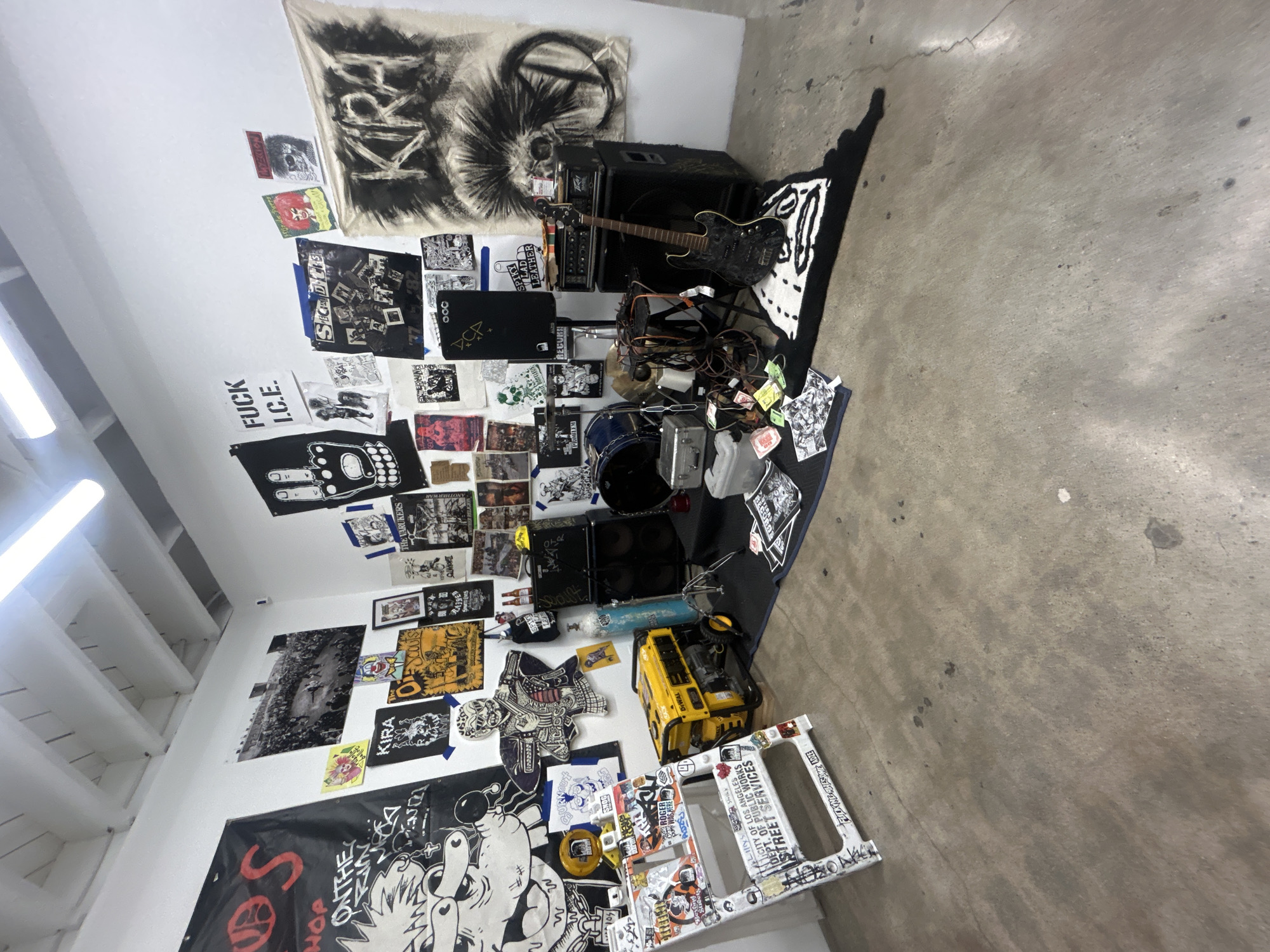 Late-night documentation of LA indoor spaces including venue, gallery