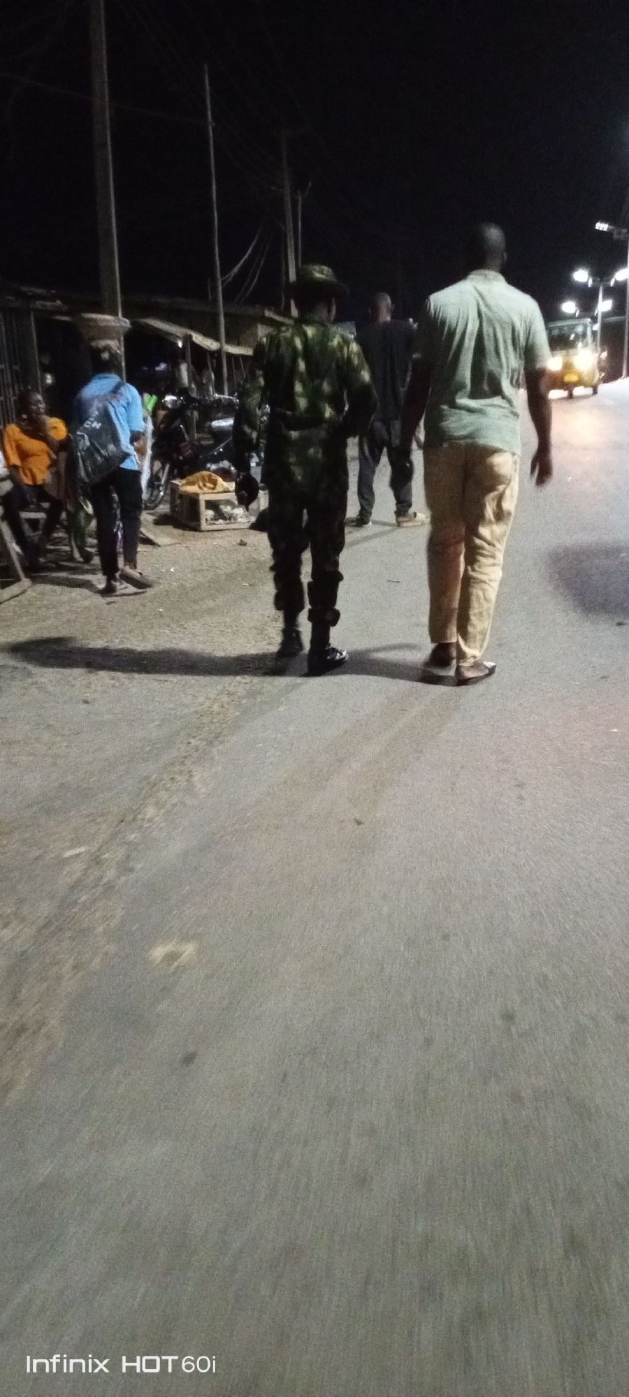 Military, civilian personnel spotted on Adankolo street at night