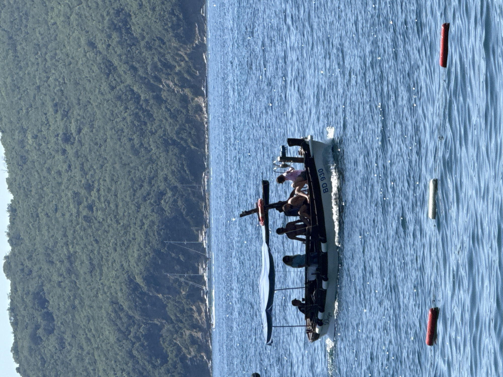 Boats and swimmers on the Adriatic near Budva, Montenegro