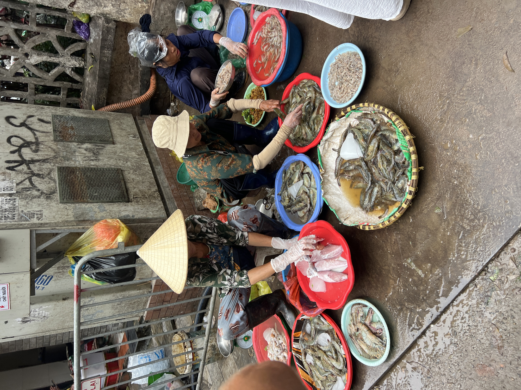 Street-level commerce in a busy Hanoi market district