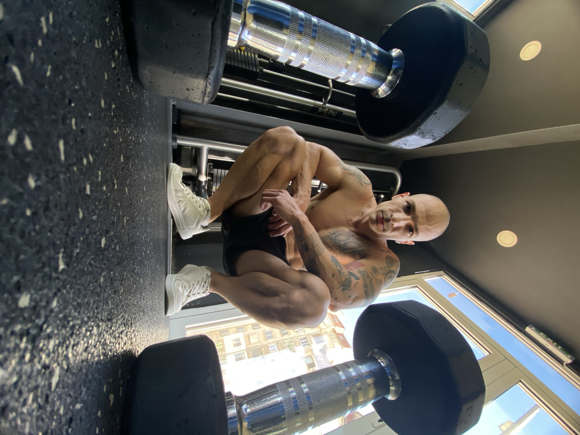 Man exercises at gym in Pleven, Bulgaria