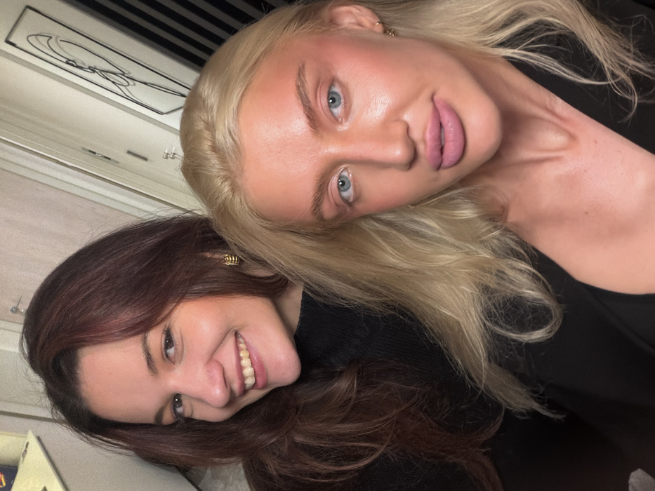 Two women document social outing with selfies in Belgrade