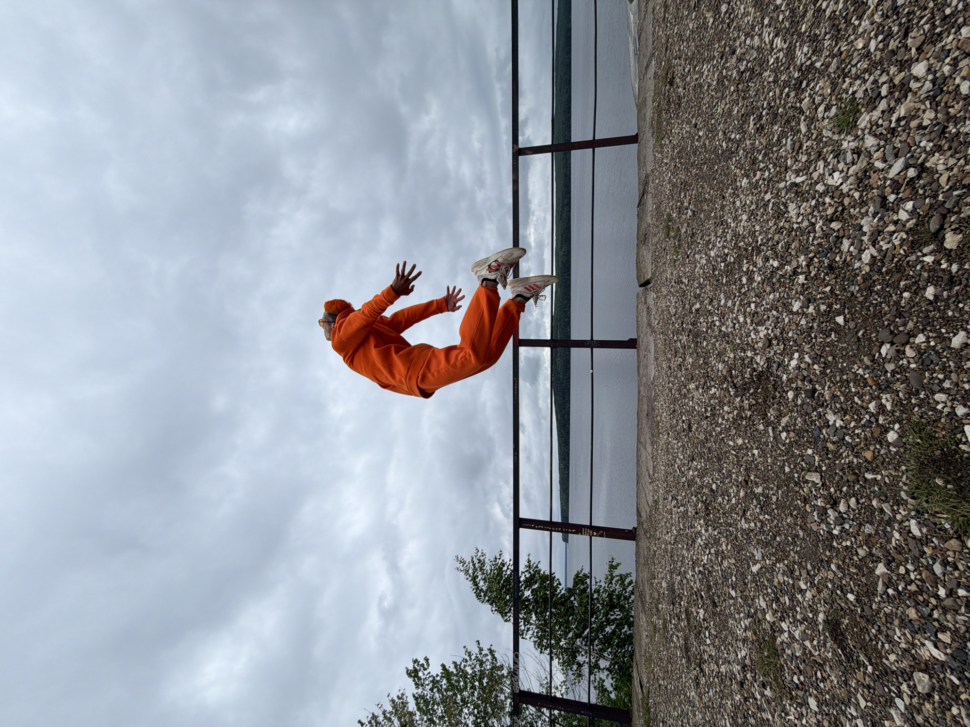 Colorful duo performs stunts at concrete platform in Chaikovsky