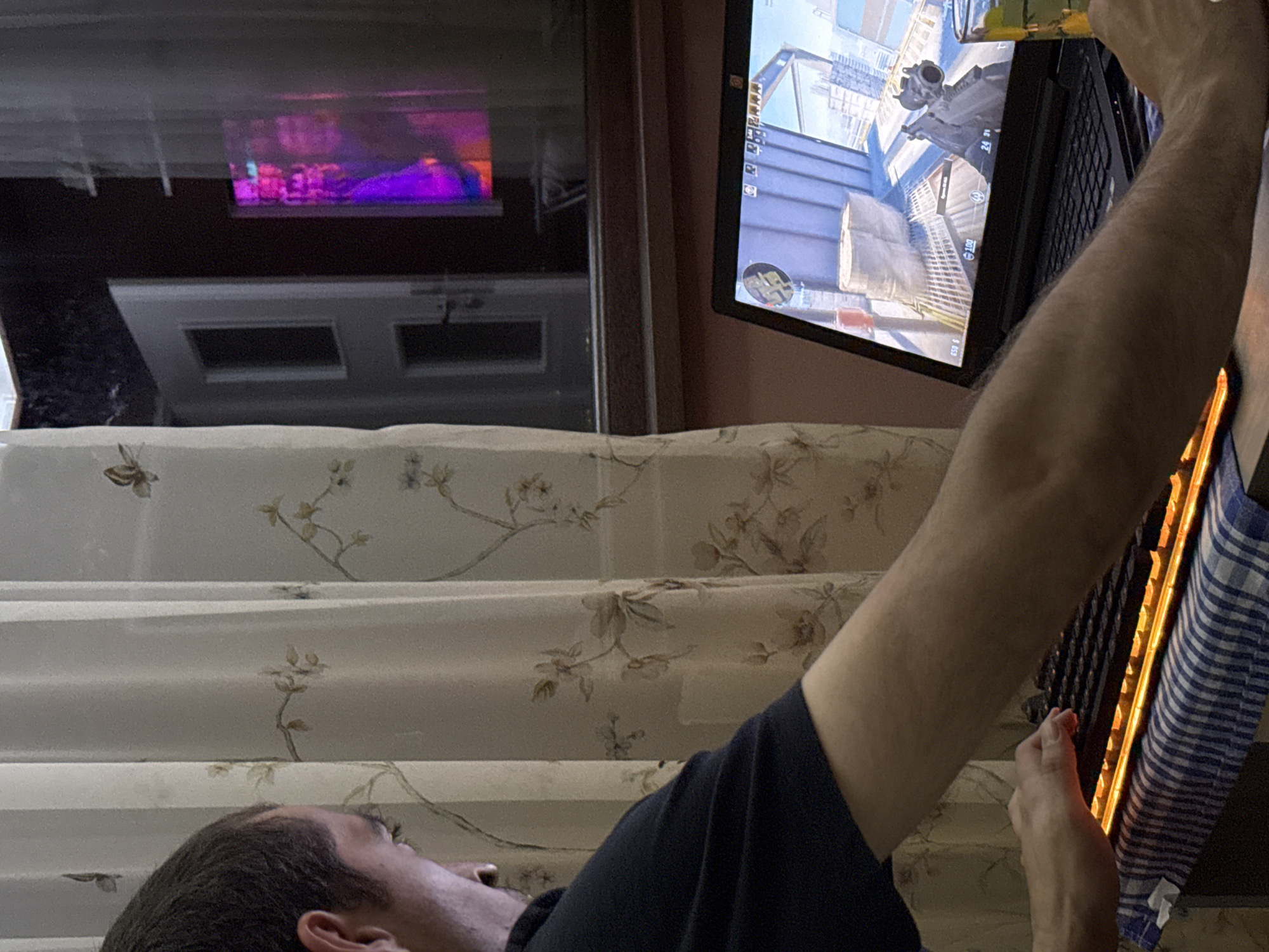 Gaming session captured in Sofia bedroom with snacks
