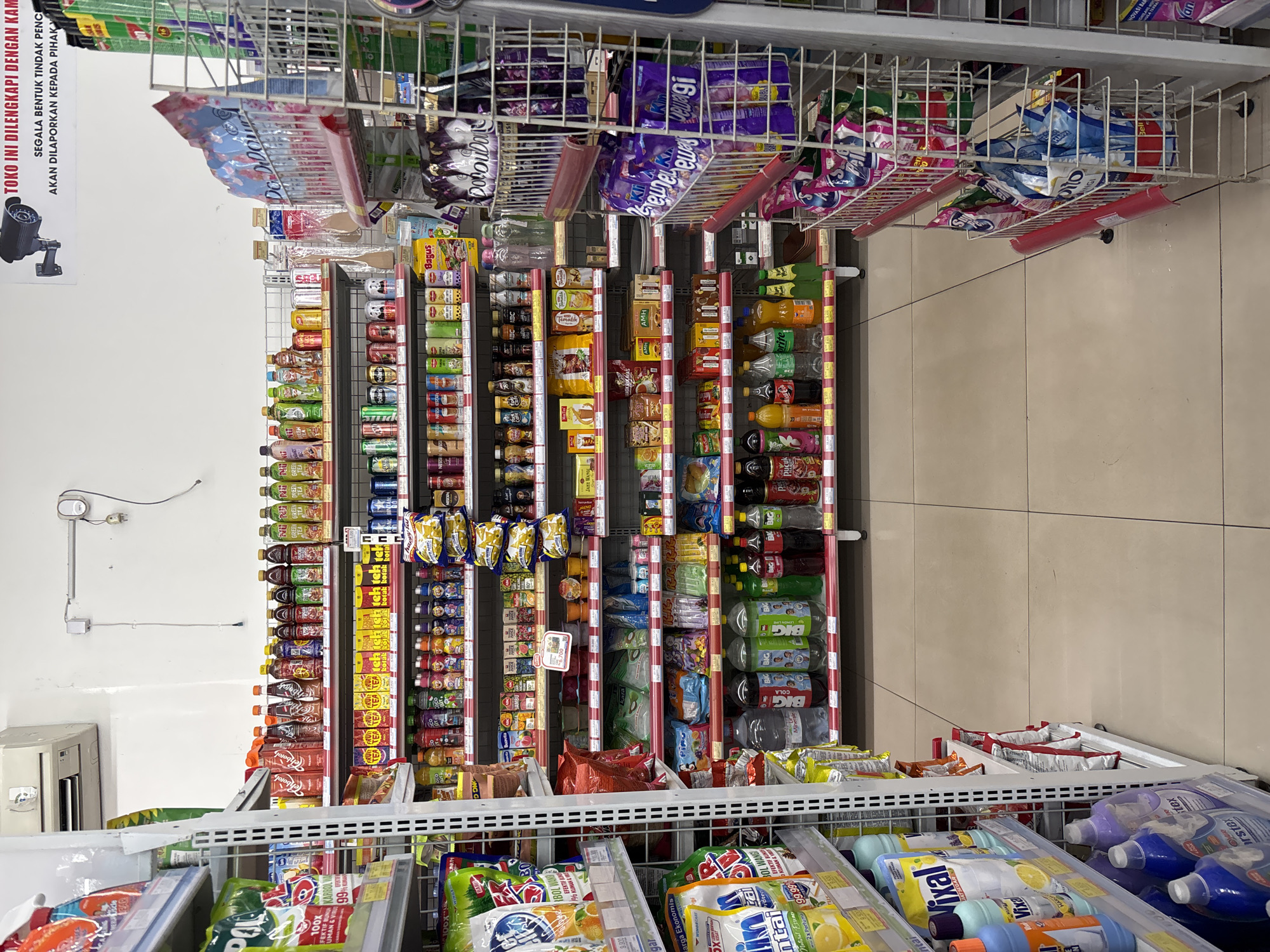 Unknown person documents Alfamidi store sections in Tangerang