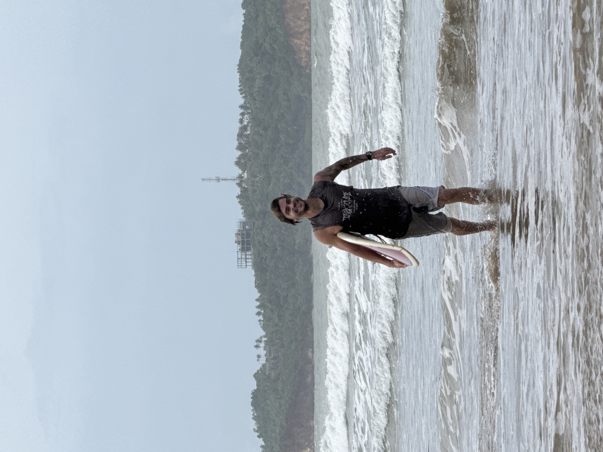 Surf session at Weligama Beach on a grey morning