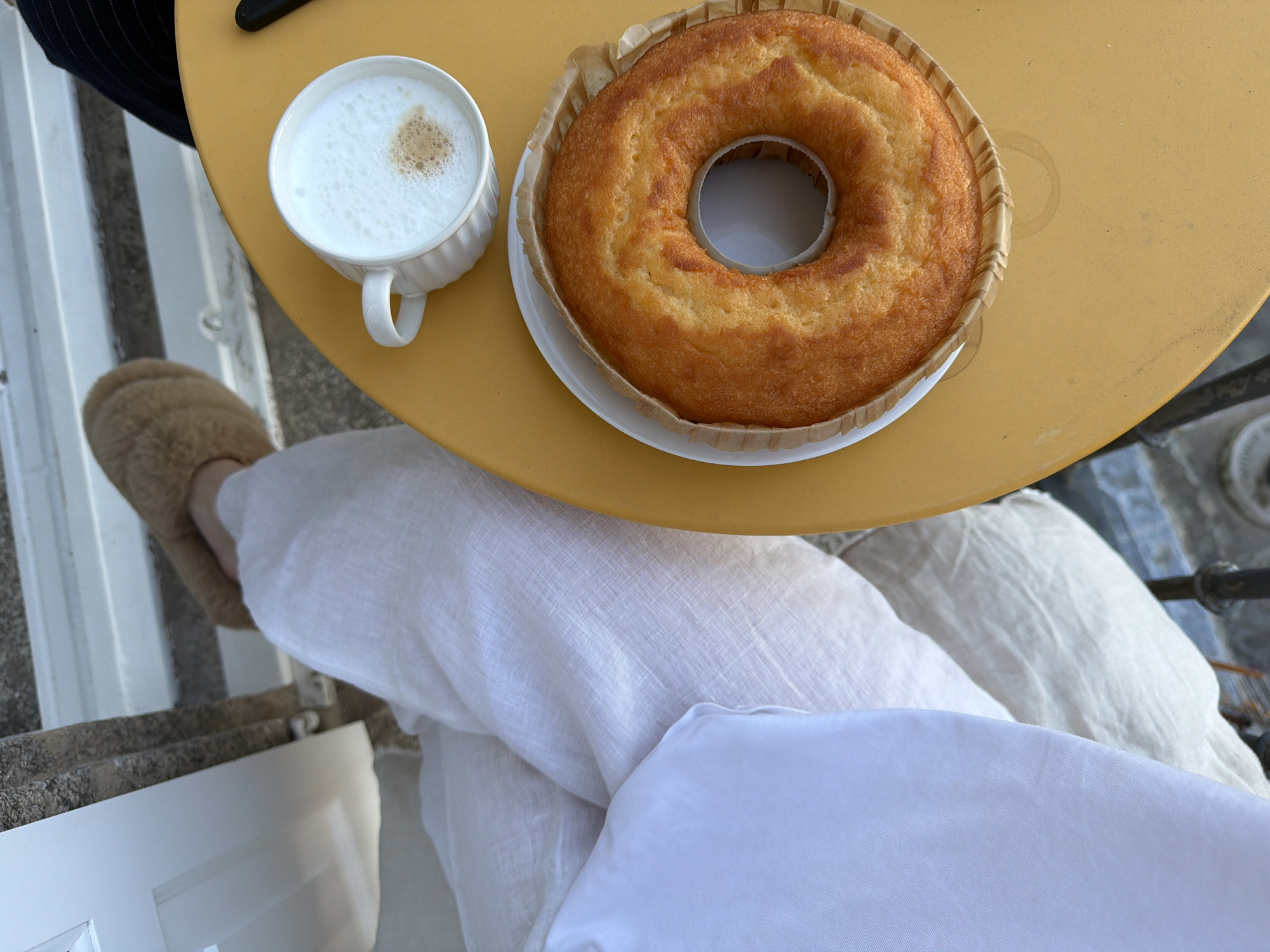 Coffee break overlooking Santiago de Compostela historic district
