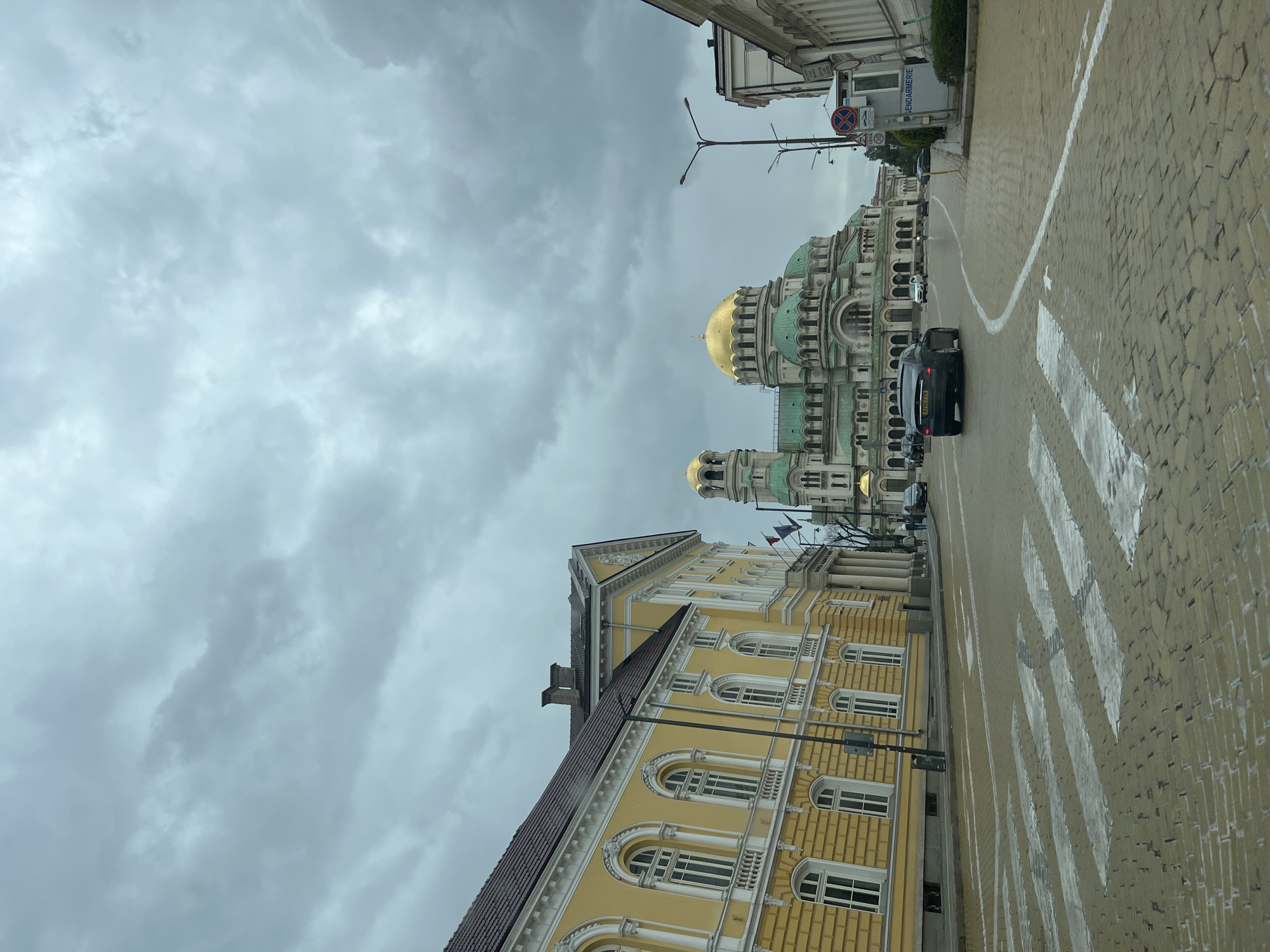 Alexander Nevsky Cathedral photographed in Sofia under cloudy skies