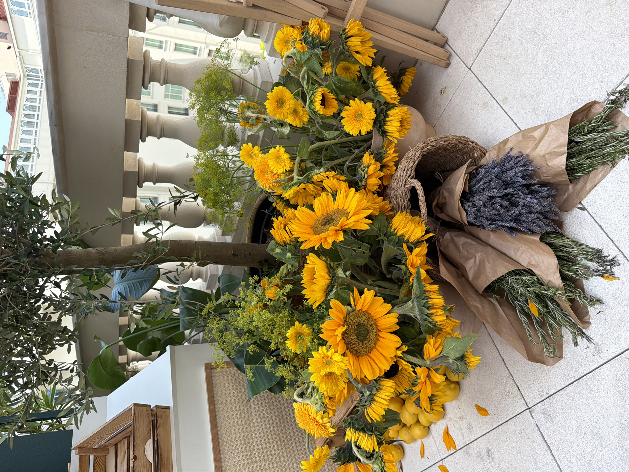 Wellness brand pop-up with flowers, coffee, and Cymbiotika in Cannes