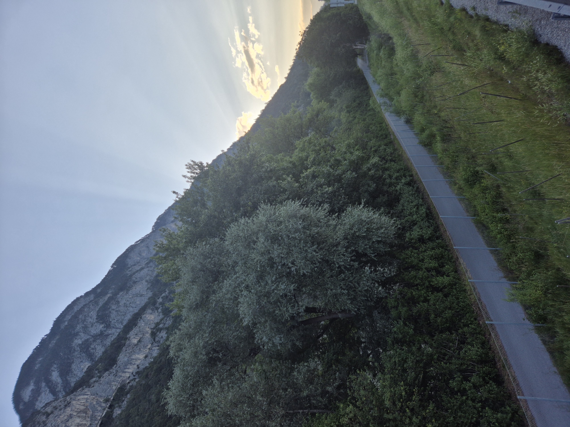 Mountain road and trail through rocky Tyrolean terrain