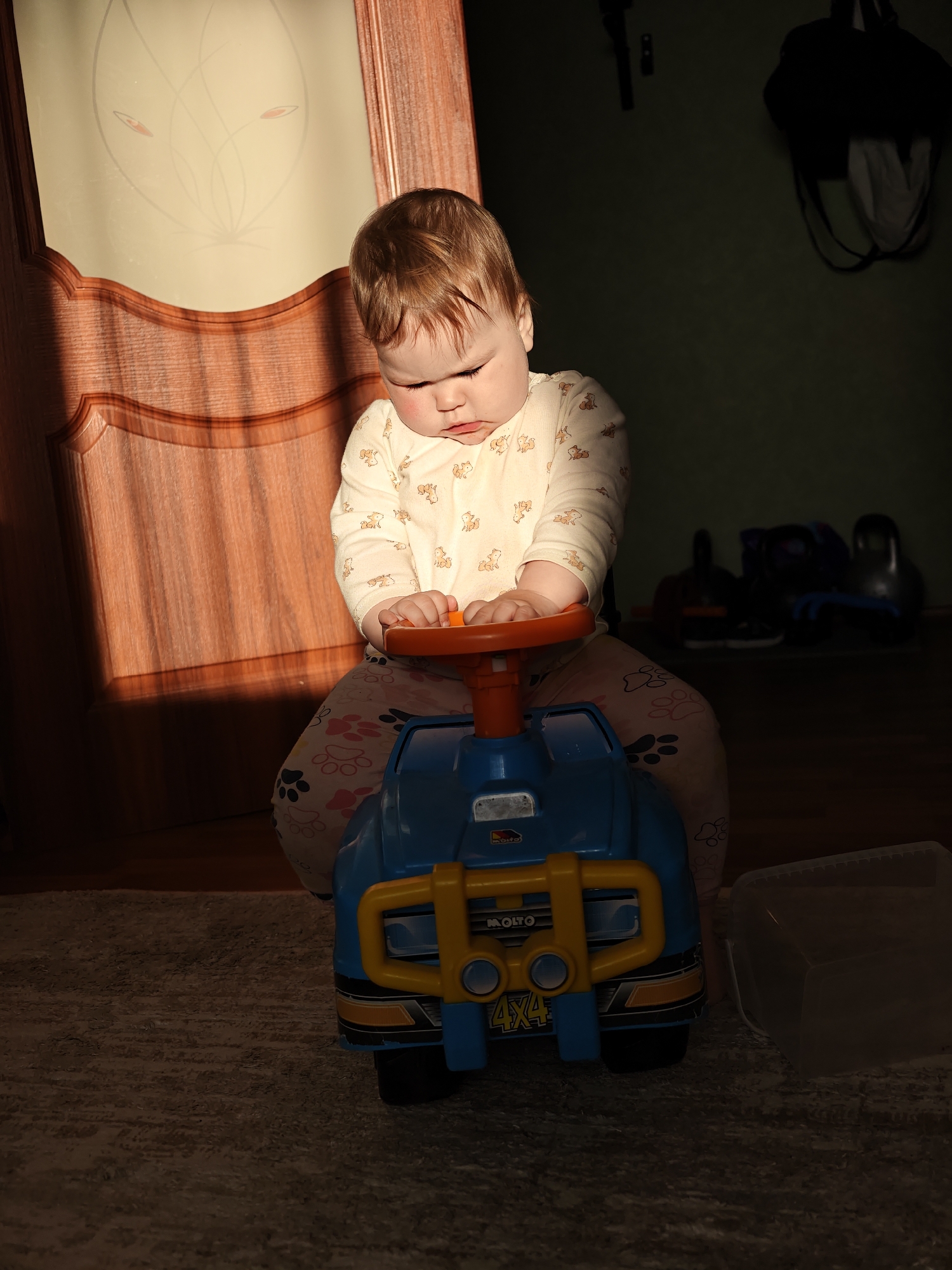 Domestic family moments captured during golden hour in Chaikovsky, Russia