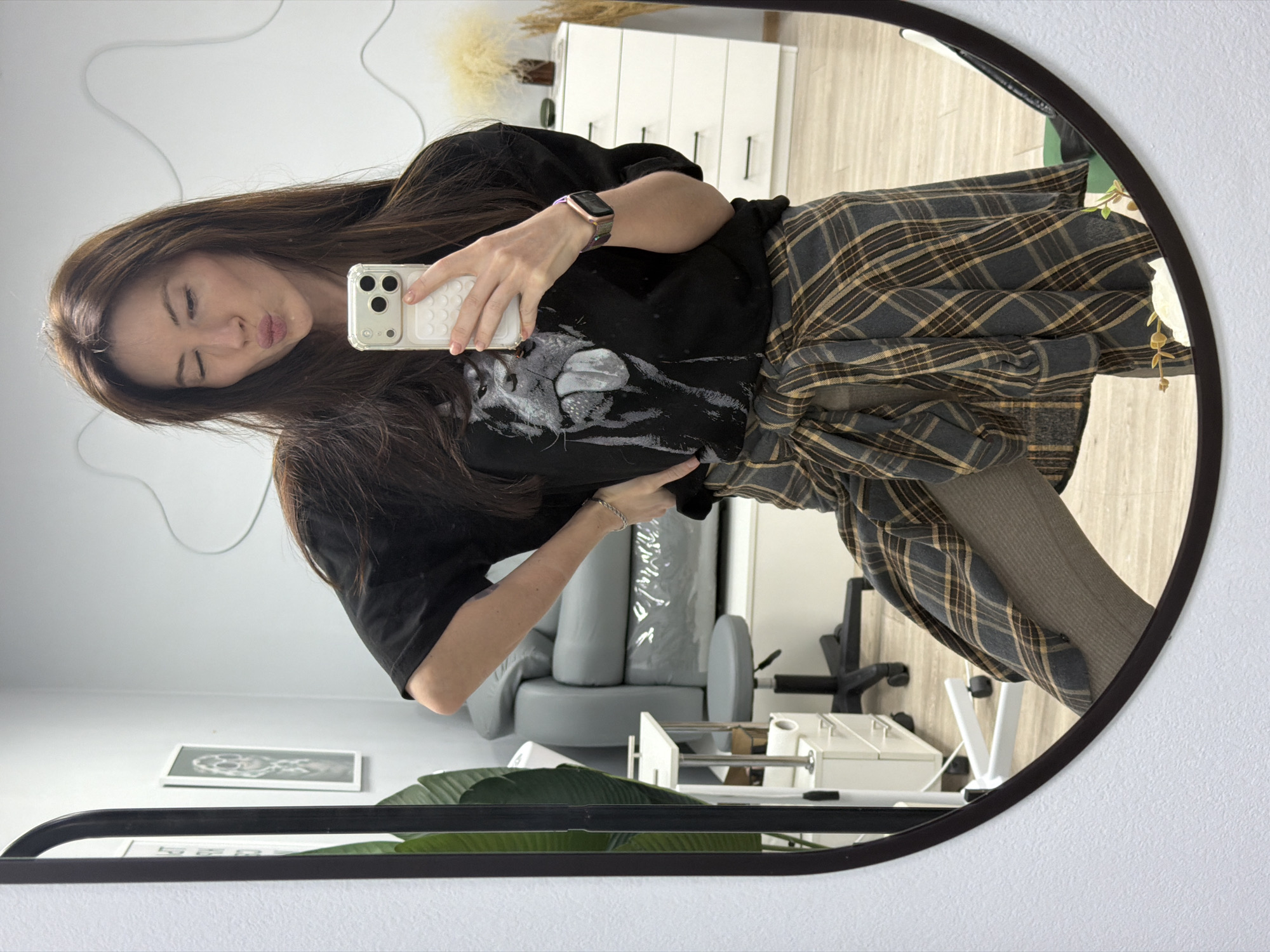 Woman takes multiple selfies in Perm, Russia Friday morning