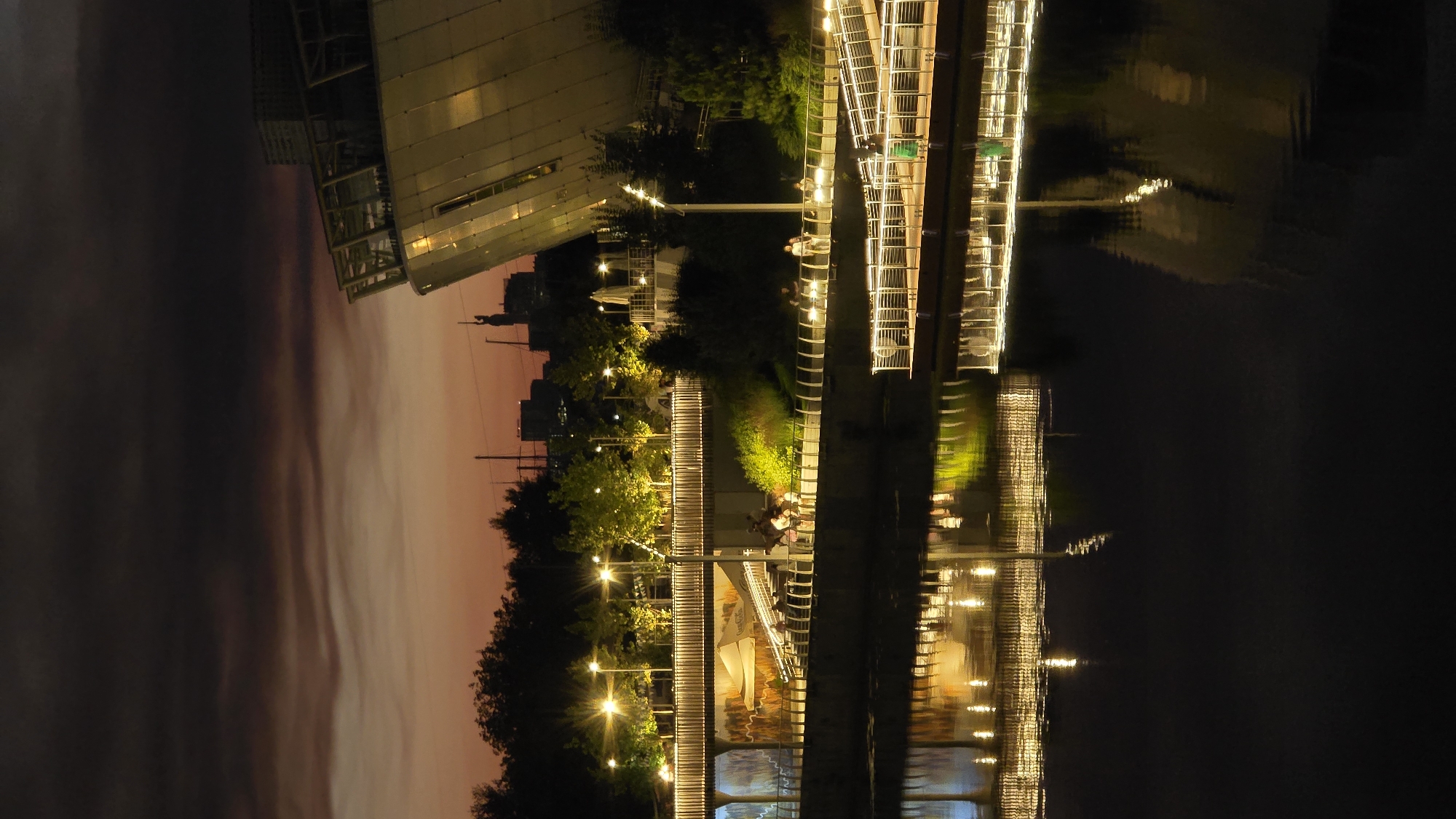 Summer evening on the Kyiv waterfront, flowers and reflections