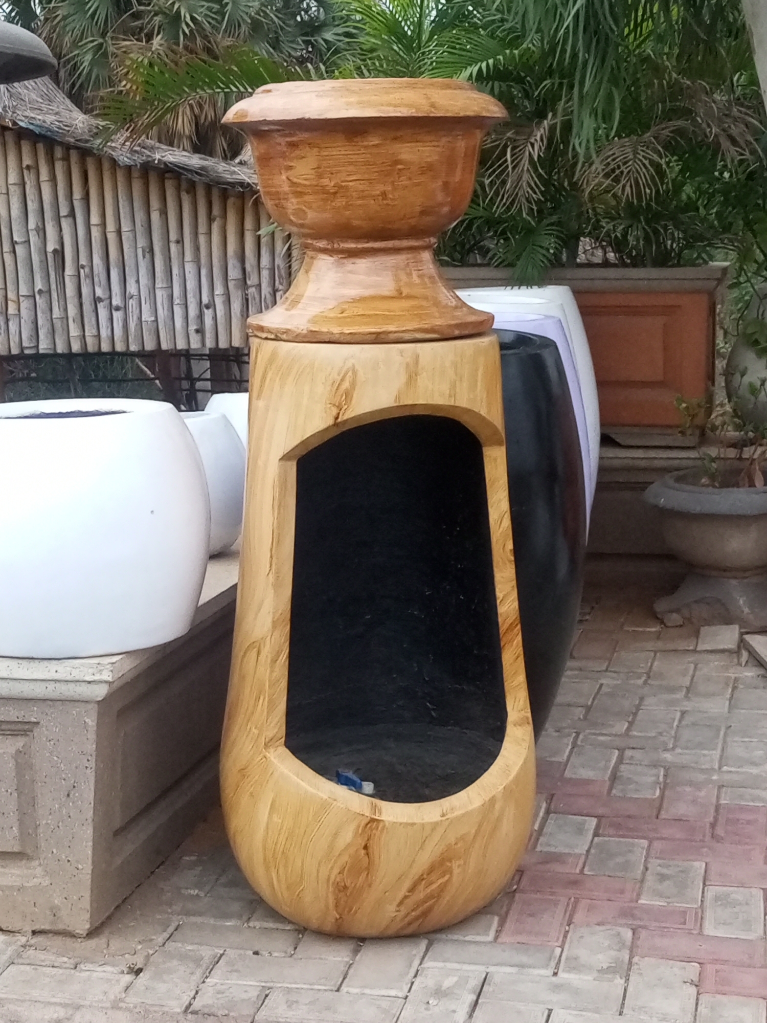 Morning documentation captures outdoor garden display with decorative planters
