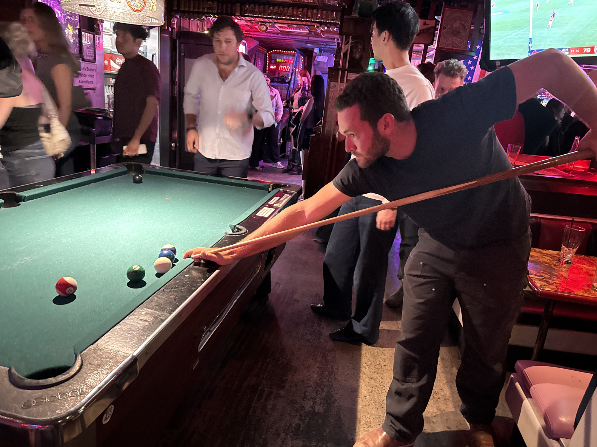 Sunday morning scenes: pool games at West Hollywood bar