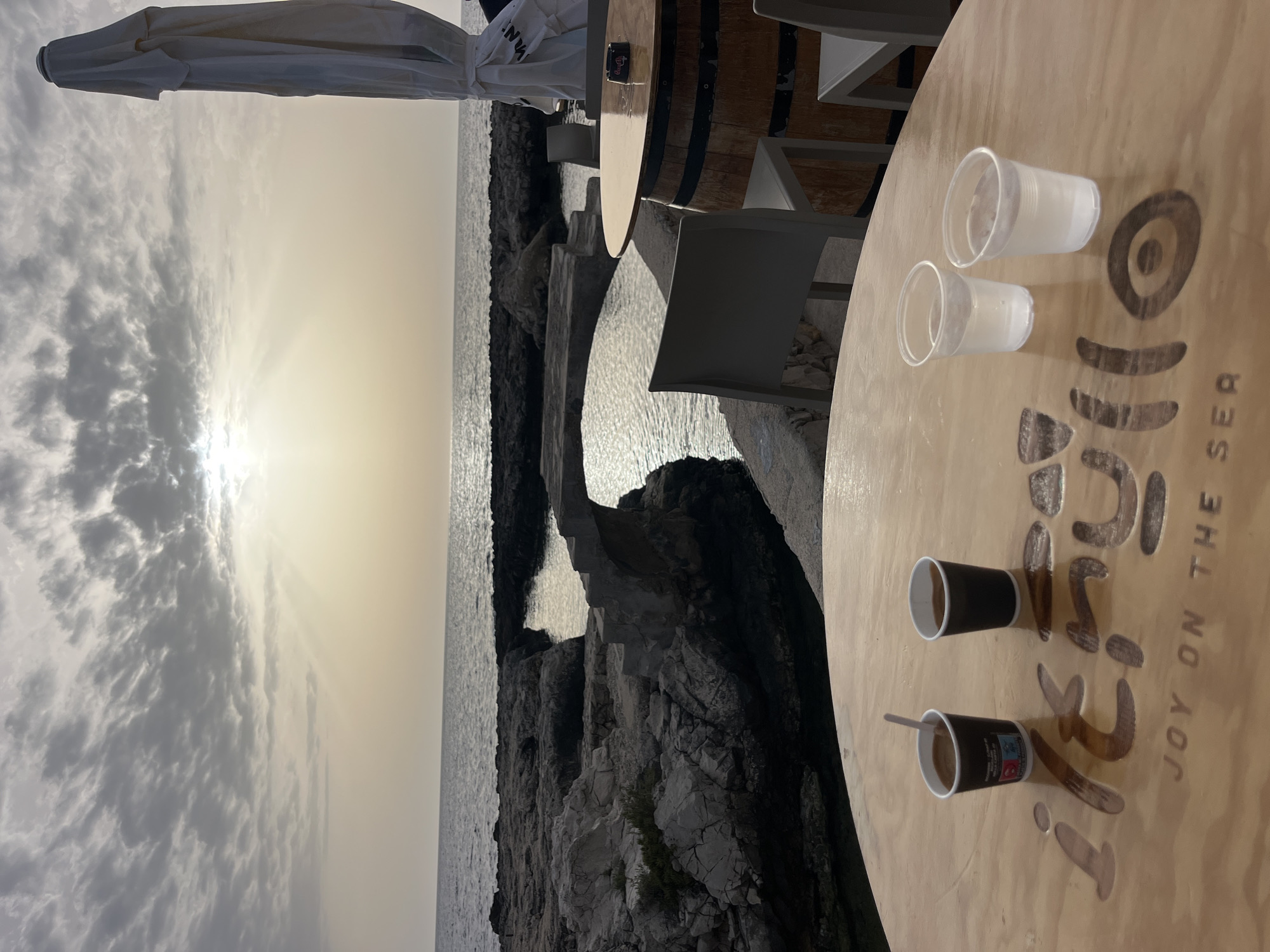 Hazy afternoon captured at seaside cafe in Nardò, Italy