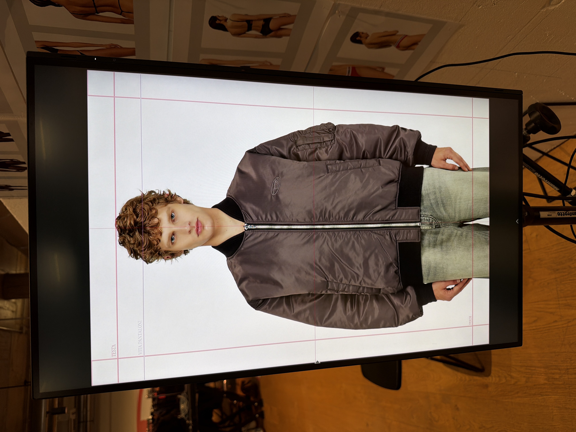 Indoor scenes documented in Mirabella: monitor display, designer sneakers