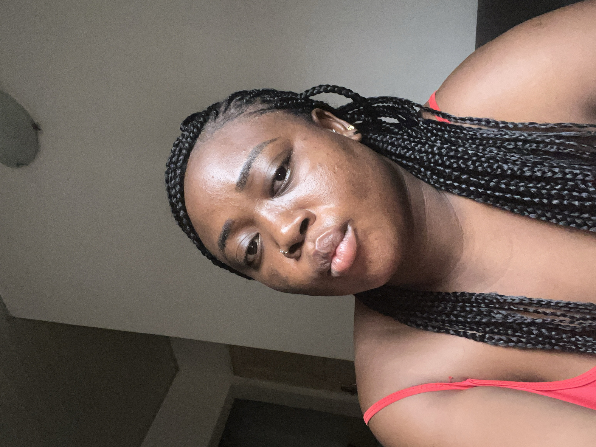 Woman takes morning selfie session in Abuja home