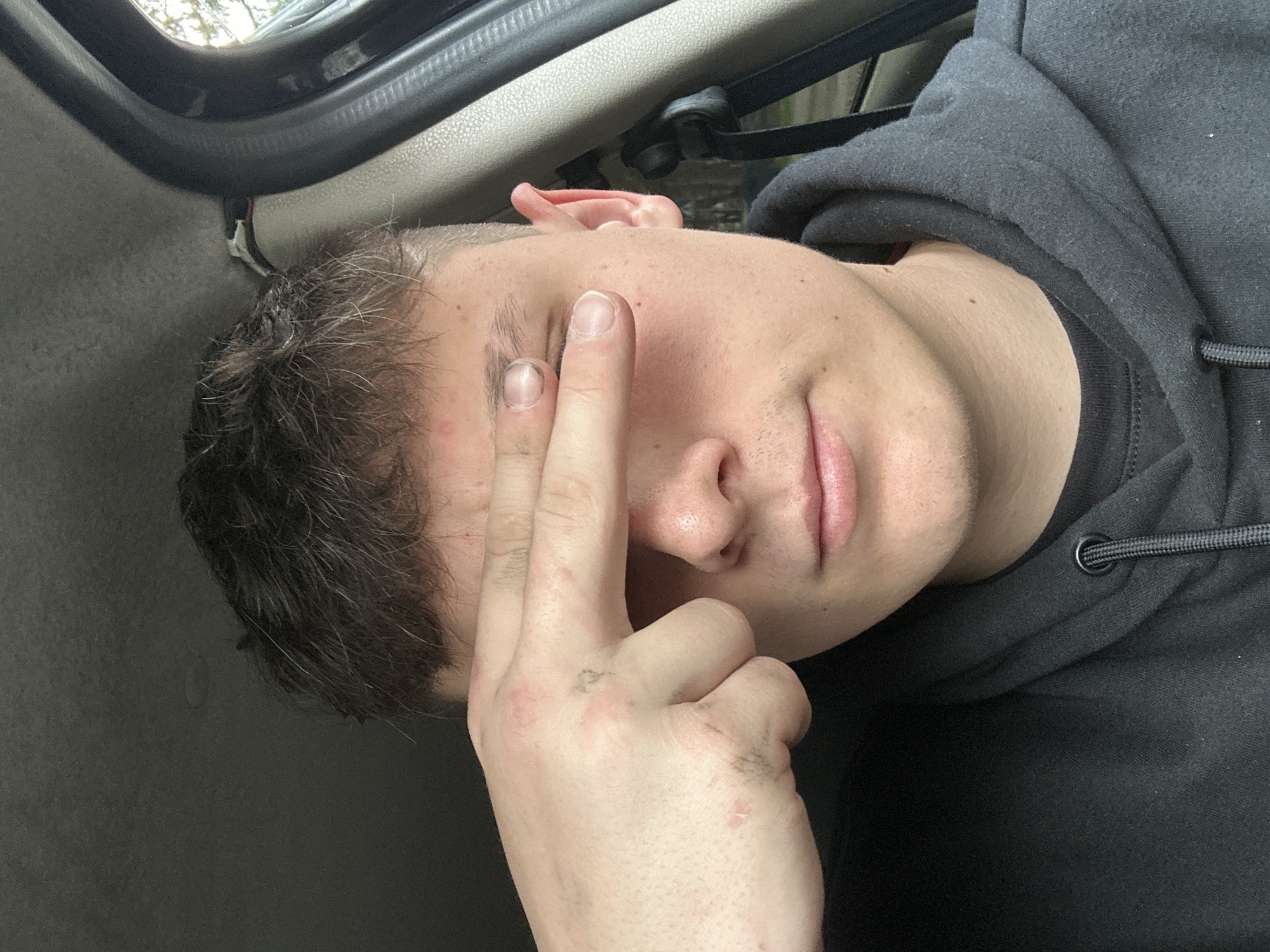 Person photographed in vehicle interior near Devin, Bulgaria