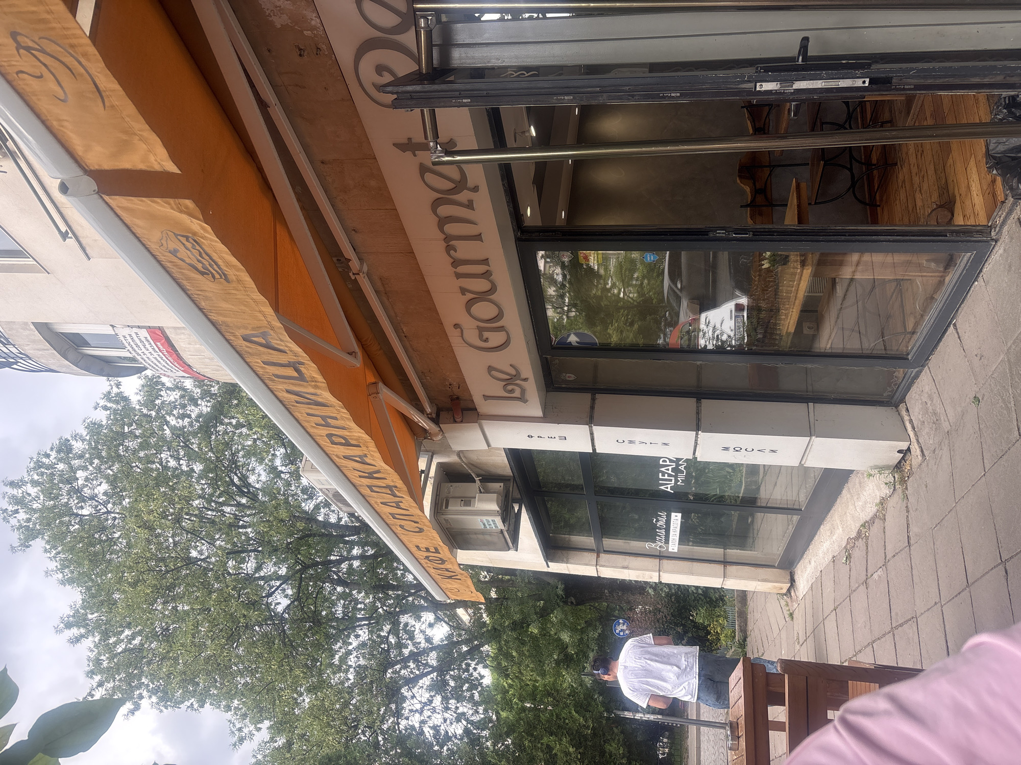 Morning street scene documented at Sofia café and intersection