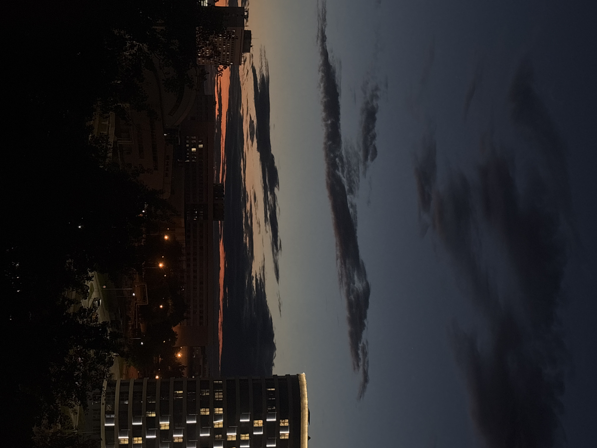 Twilight sky transitions over Minsk cityscape
