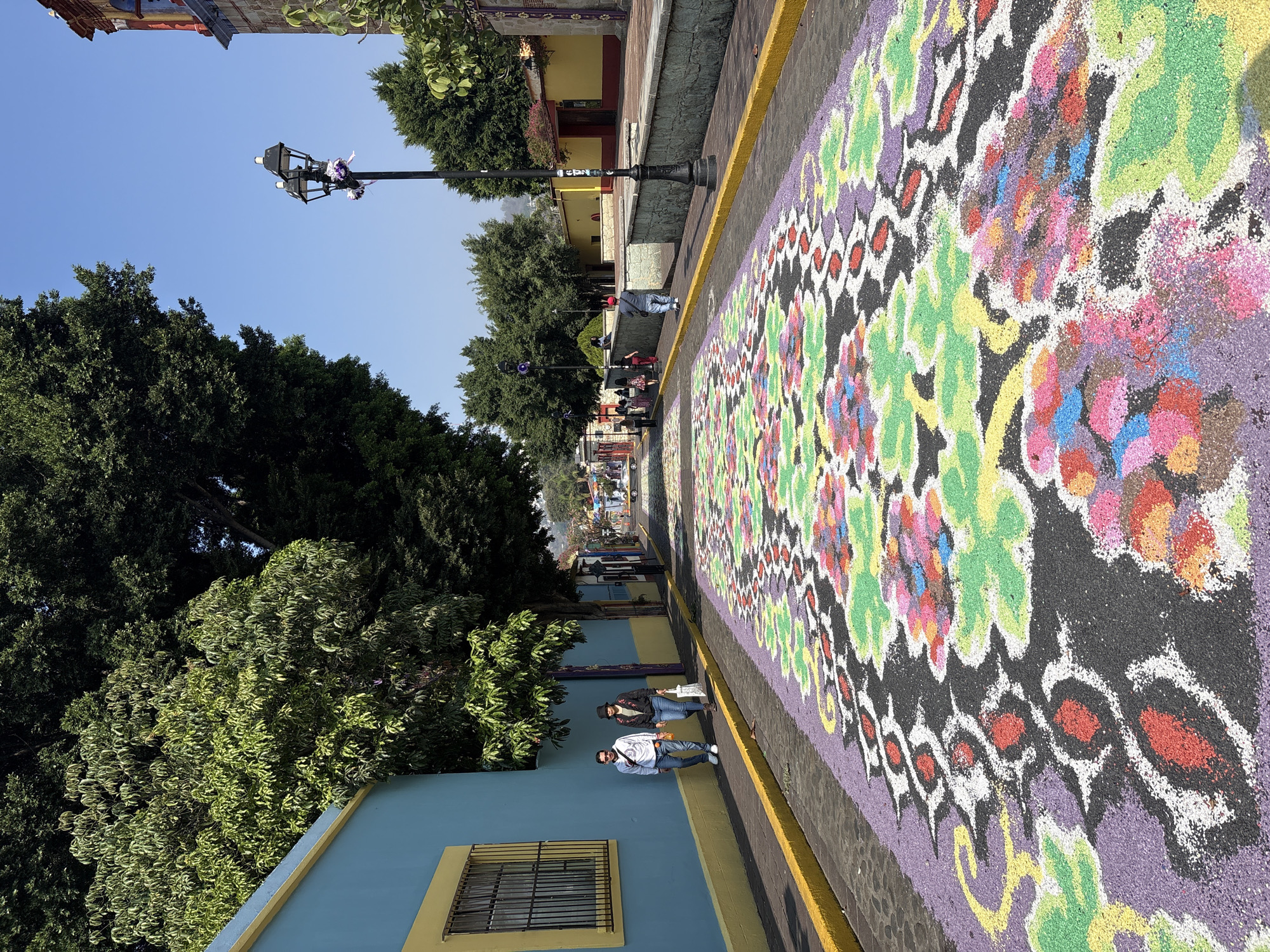 Elaborate sand tapestry street art documented in Oaxaca City