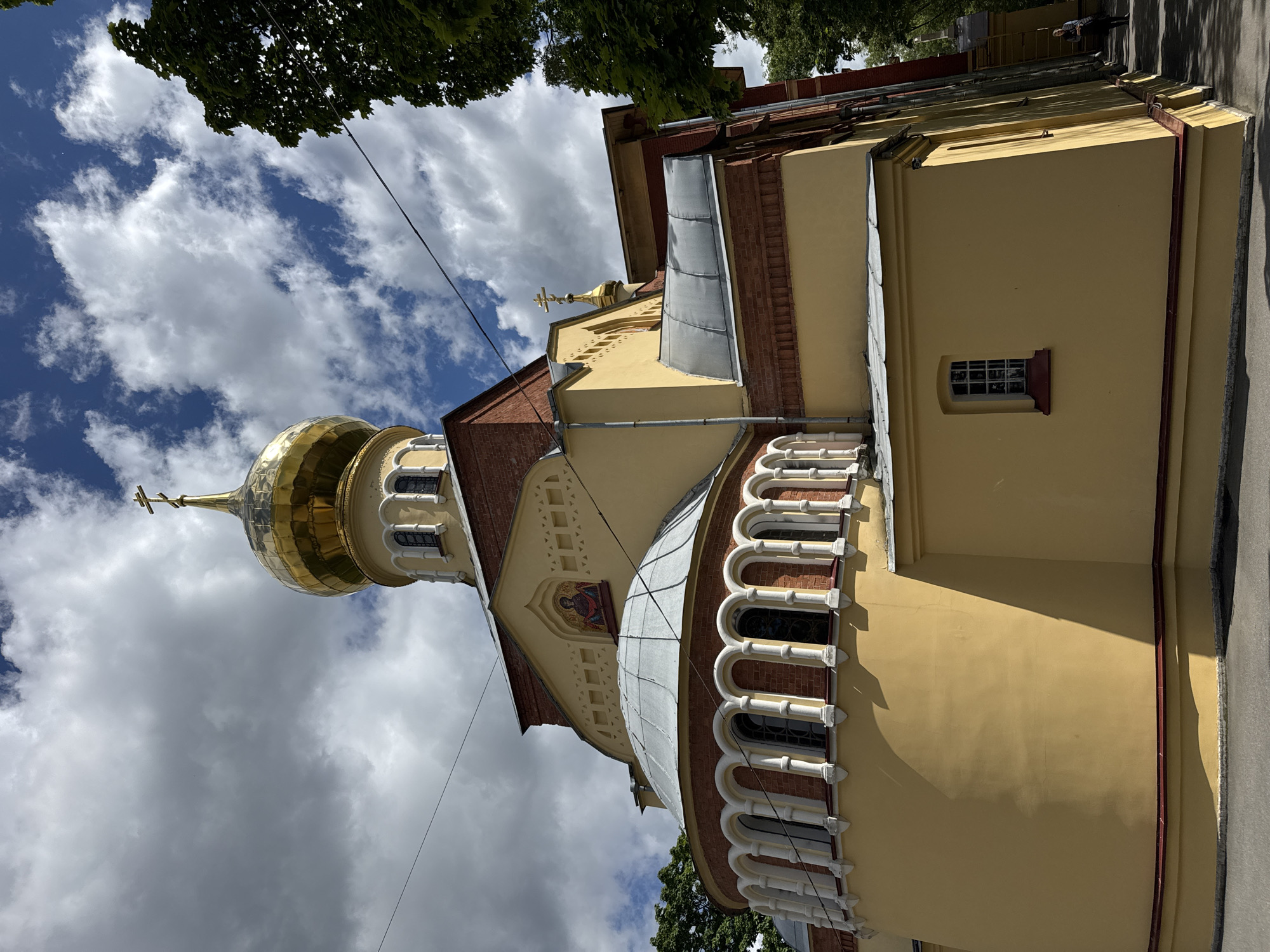 Orthodox church and café scenes in Saint Petersburg