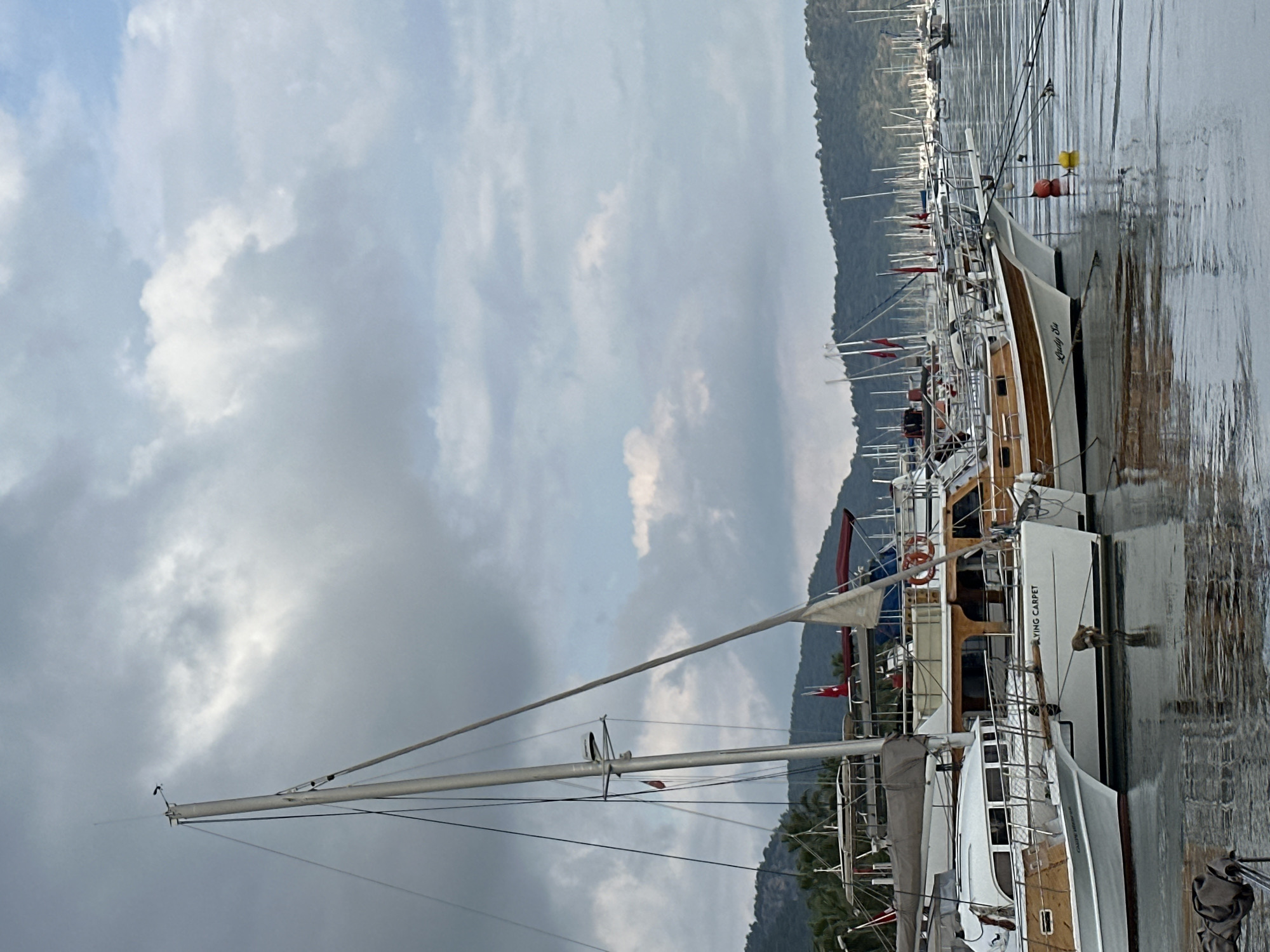 Morning marina scene captured at Fethiye harbor, Turkey