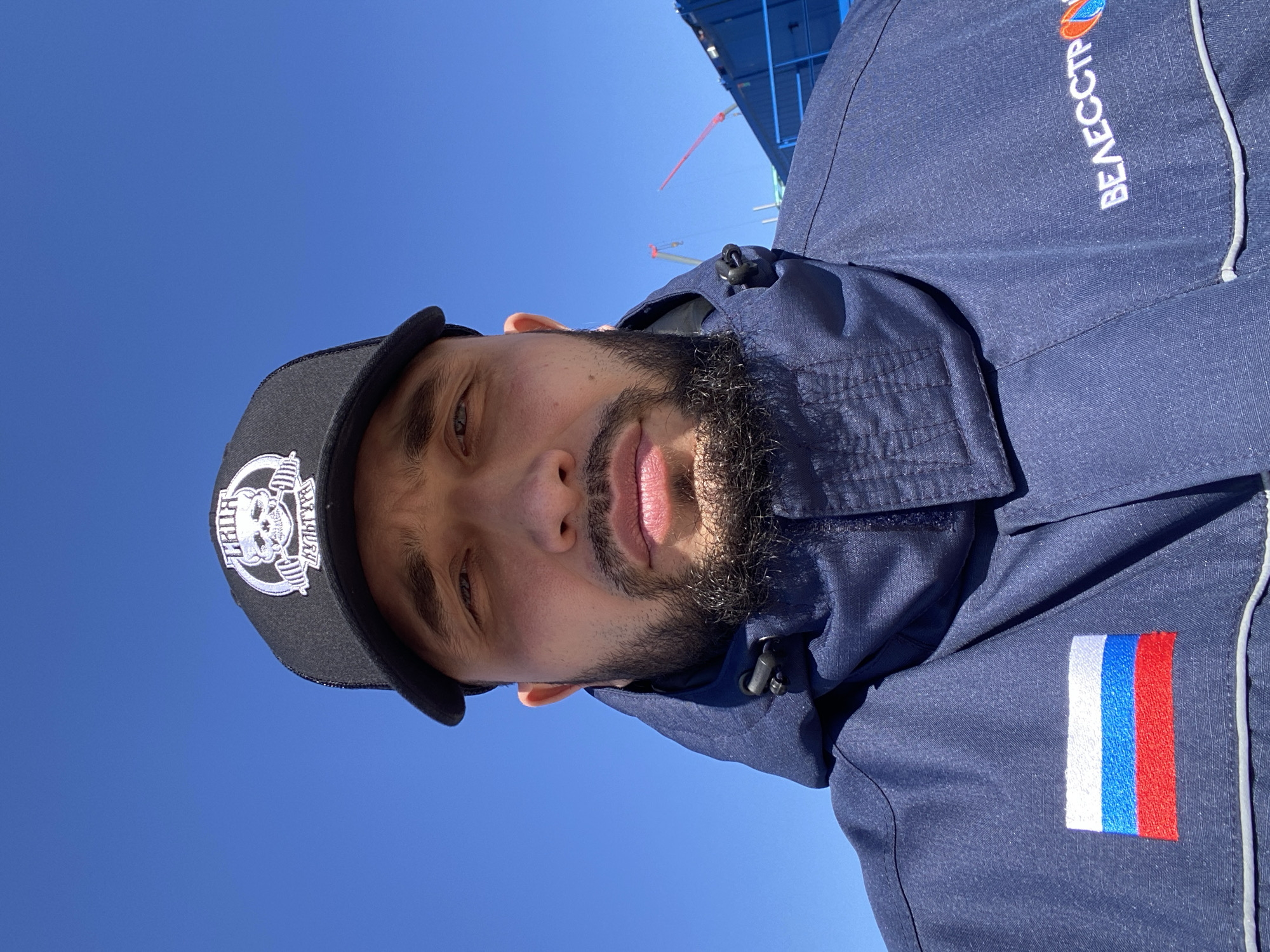 Man takes multiple selfies in Luzhitsy, Russia morning