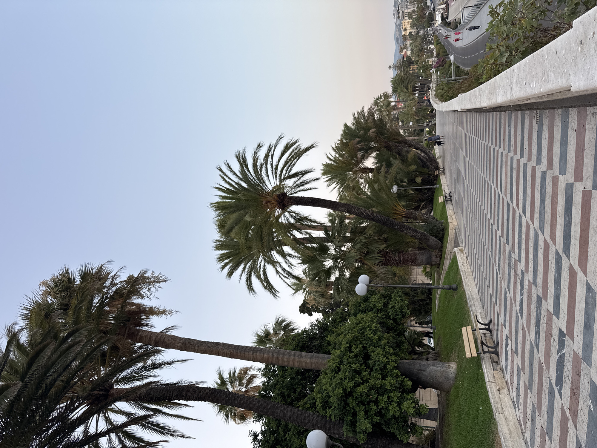 Twilight along Sanremo's seaside promenade and beach