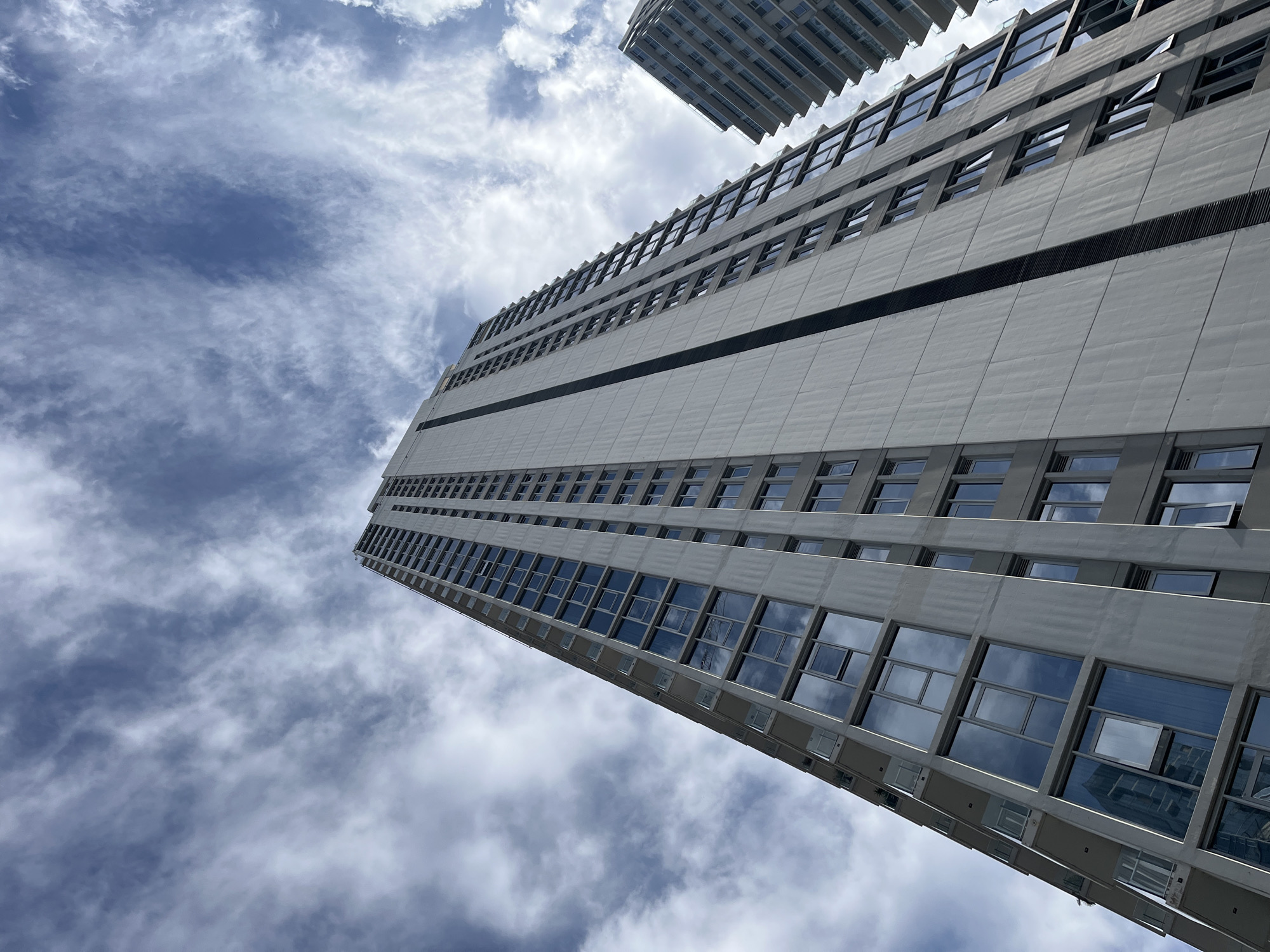 Modern building photographed from below in Buenos Aires
