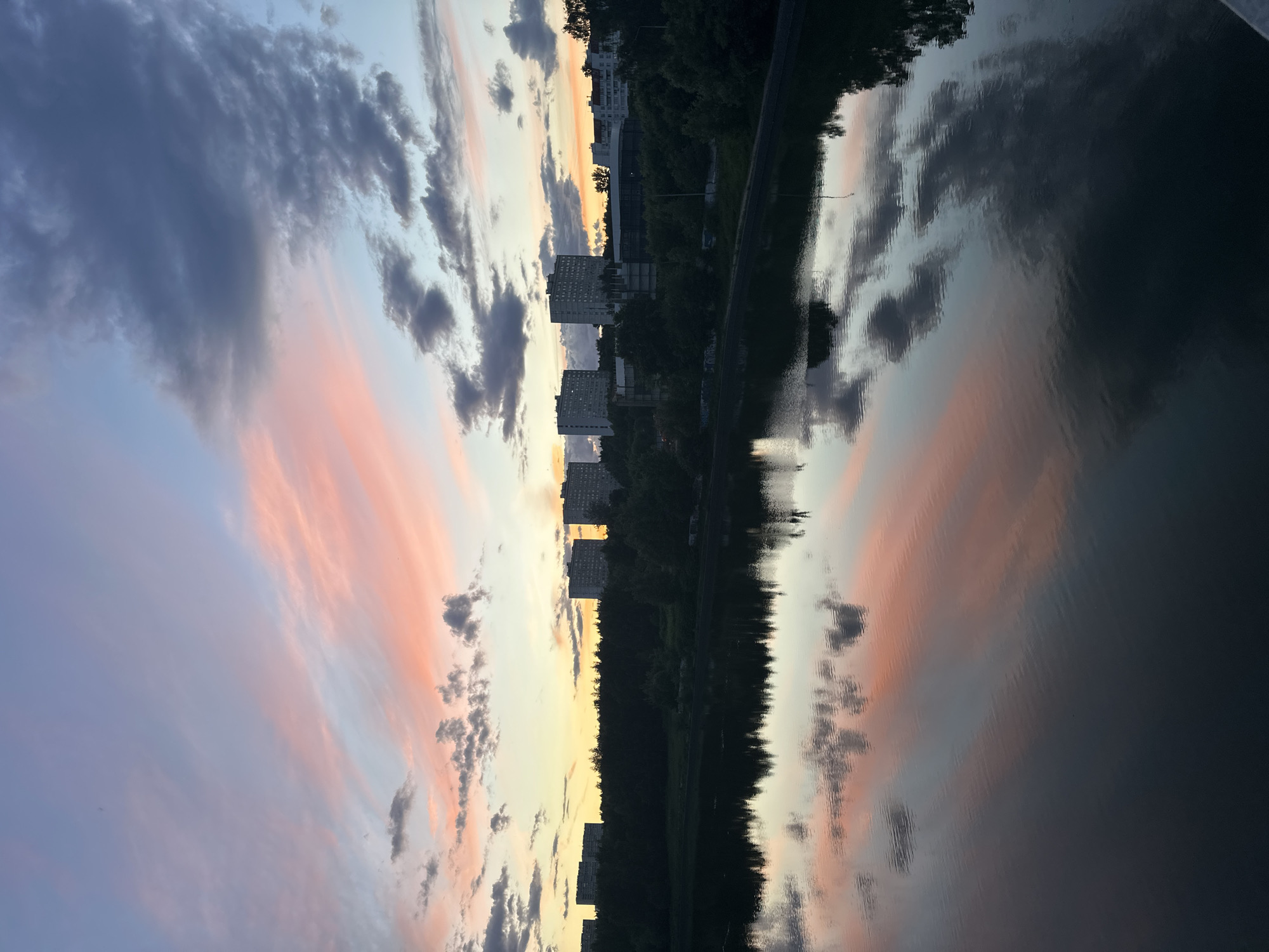 Quiet lakeside sunset in Zelenograd, Russia