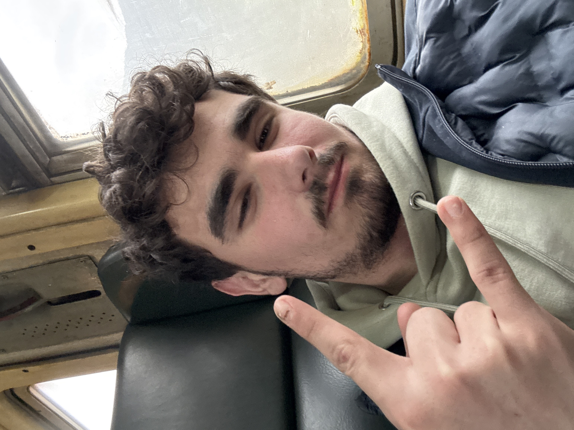 Young man spotted on public transport in Lyutibrod, Bulgaria
