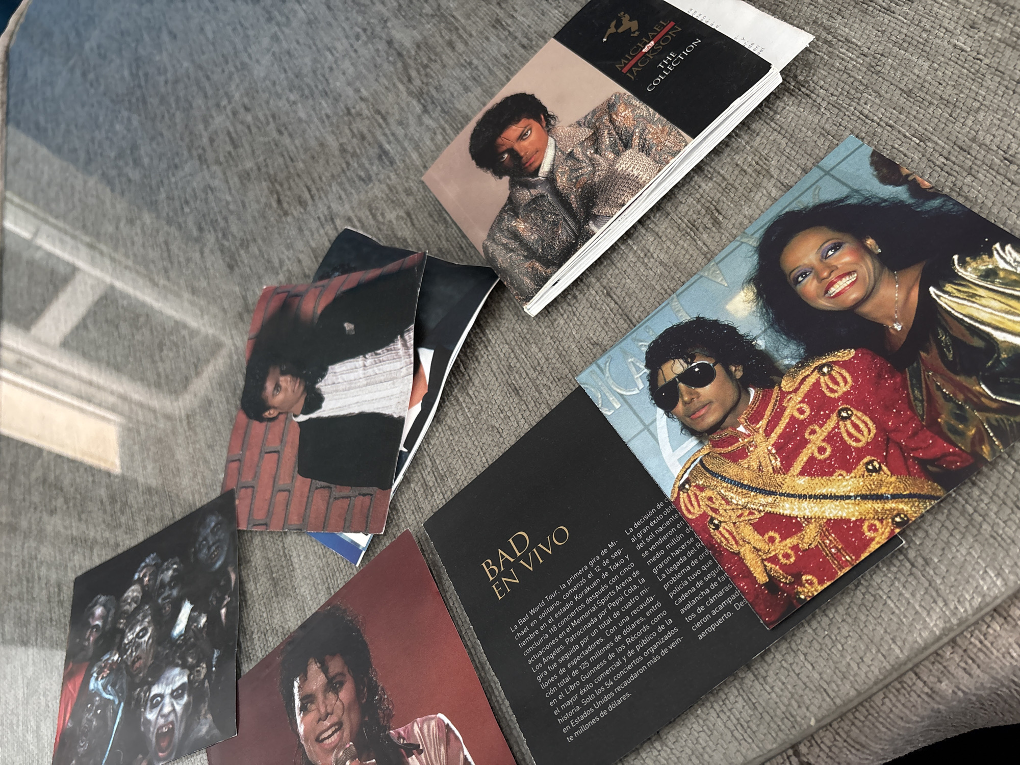 Michael Jackson memorabilia displayed on table in Spain
