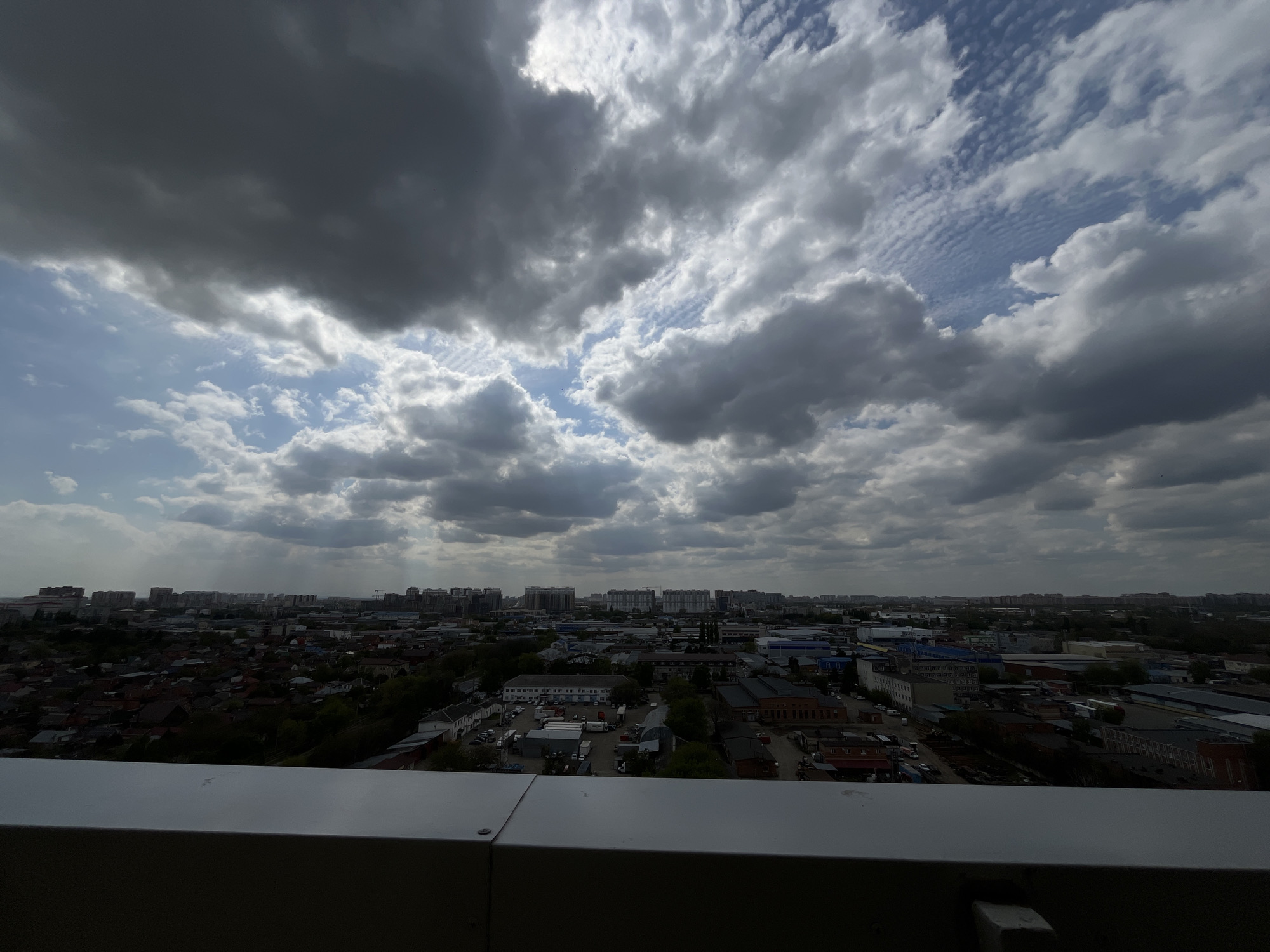 Elevated city views captured from balcony in Penzenskaya, Russia