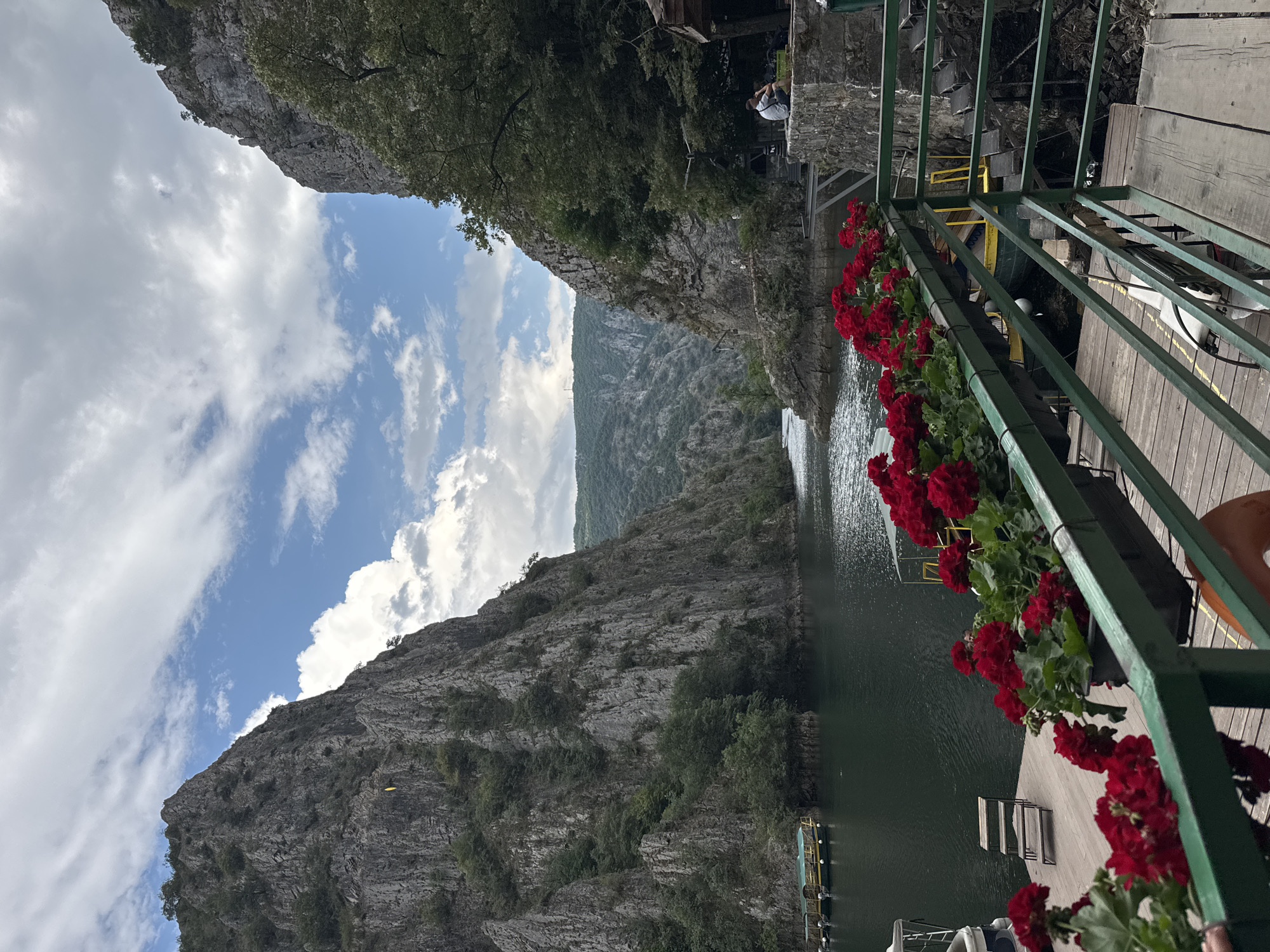Matka Canyon dam, lake, and canyon walls up close