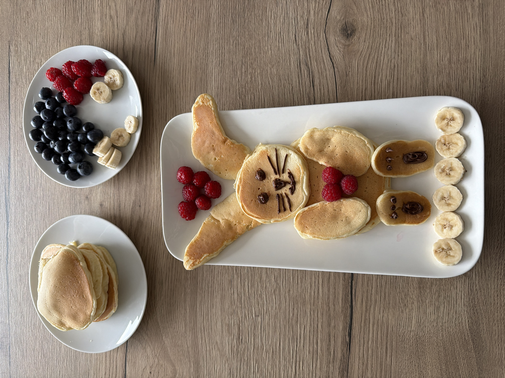 Bunny-shaped pancake breakfast documented in Pétange, Luxembourg