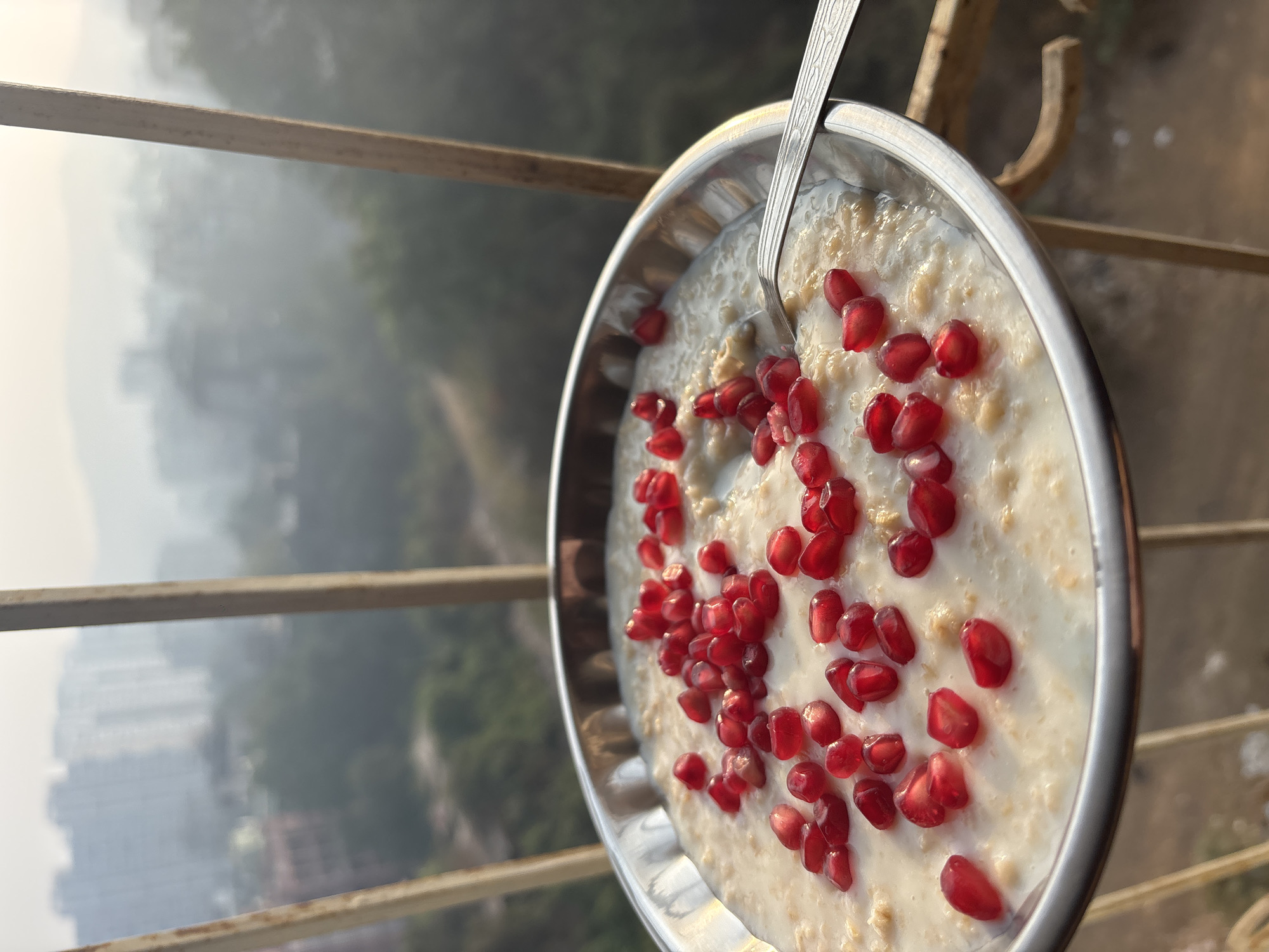 Traditional dish with pomegranate garnish documented in Ambernath