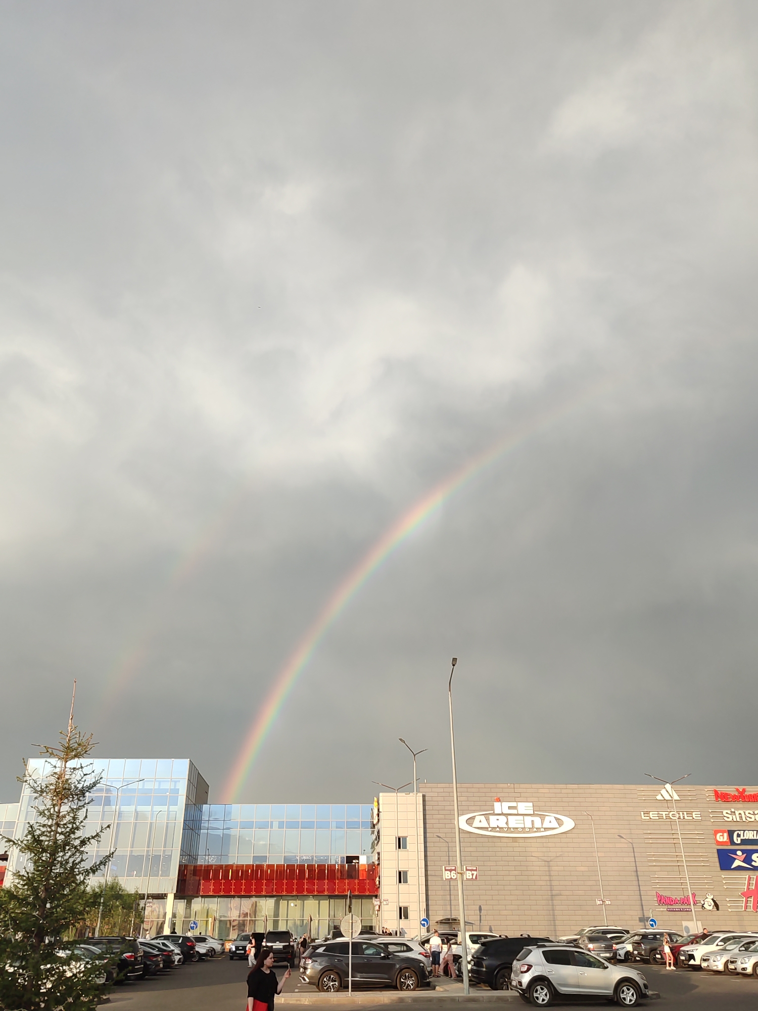 Double rainbow and mammatus clouds over Pavlodar's Ice Arena