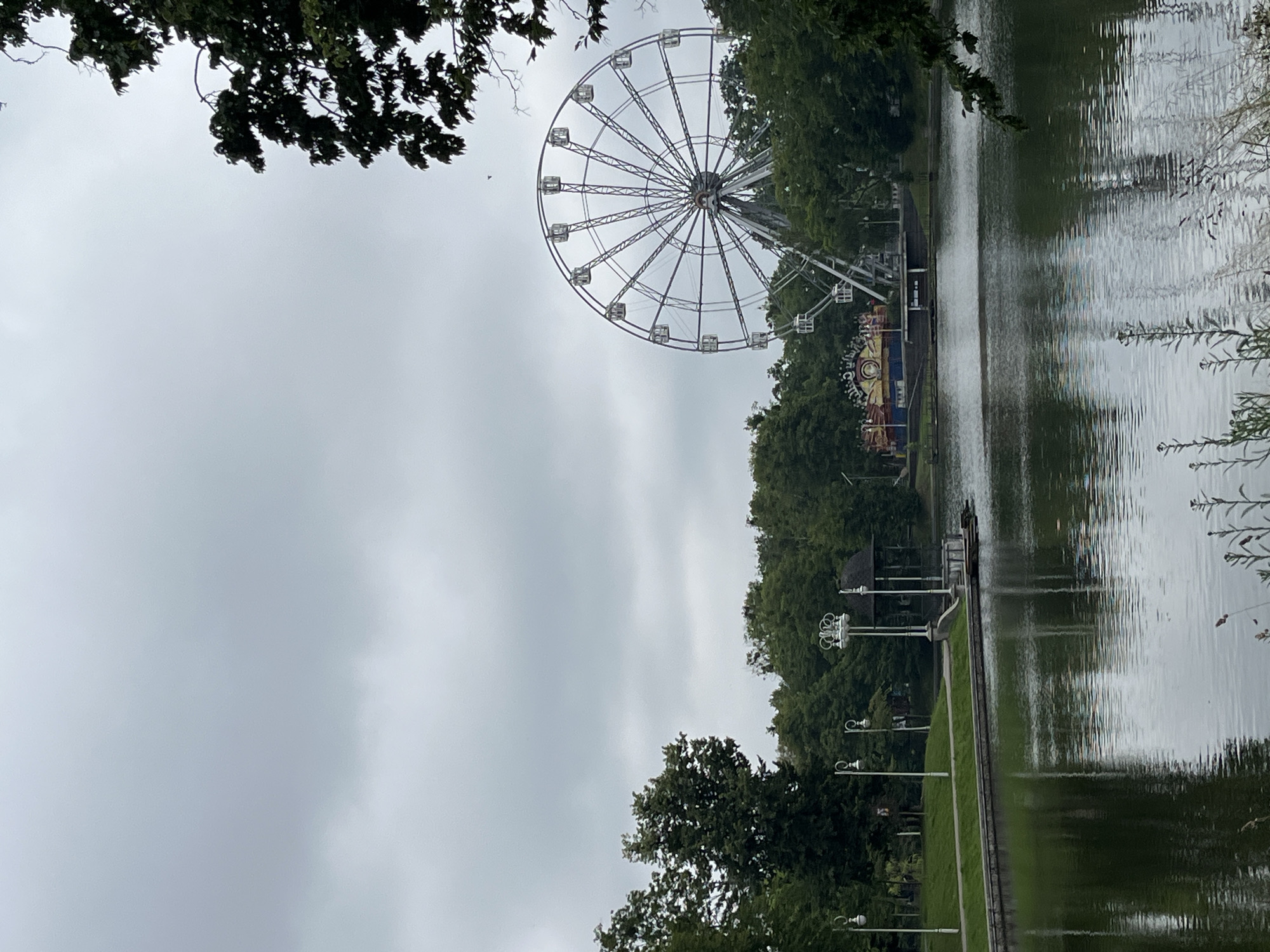 Kaliningrad lakeside park on a cloudy summer afternoon