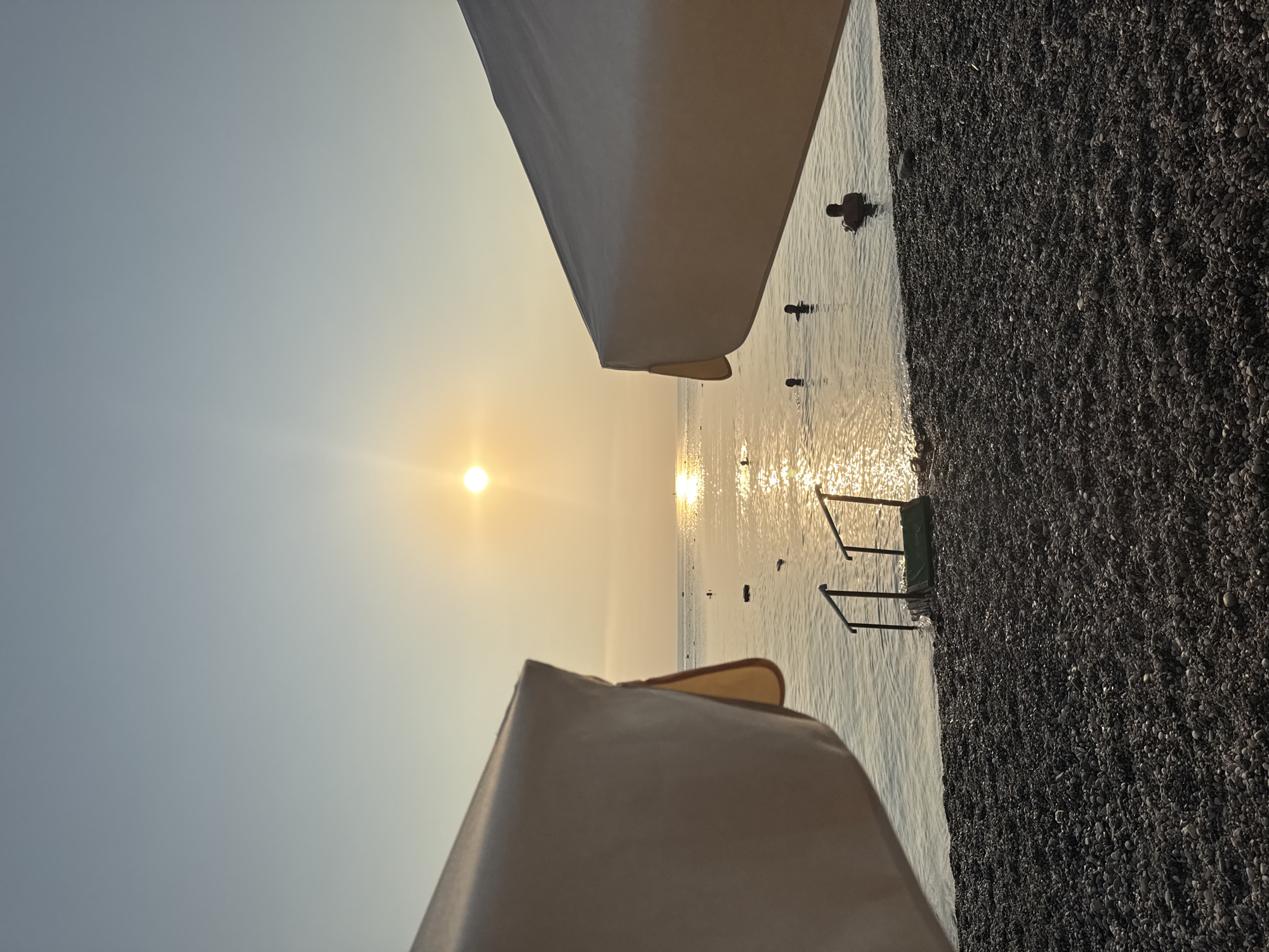 Sunset at a Kemer beach resort, poolside and shoreline