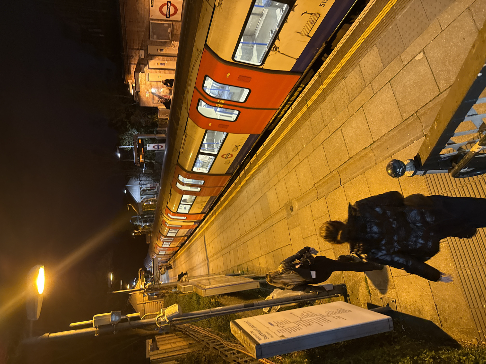 Underground train stops at West Finchley platform Saturday night
