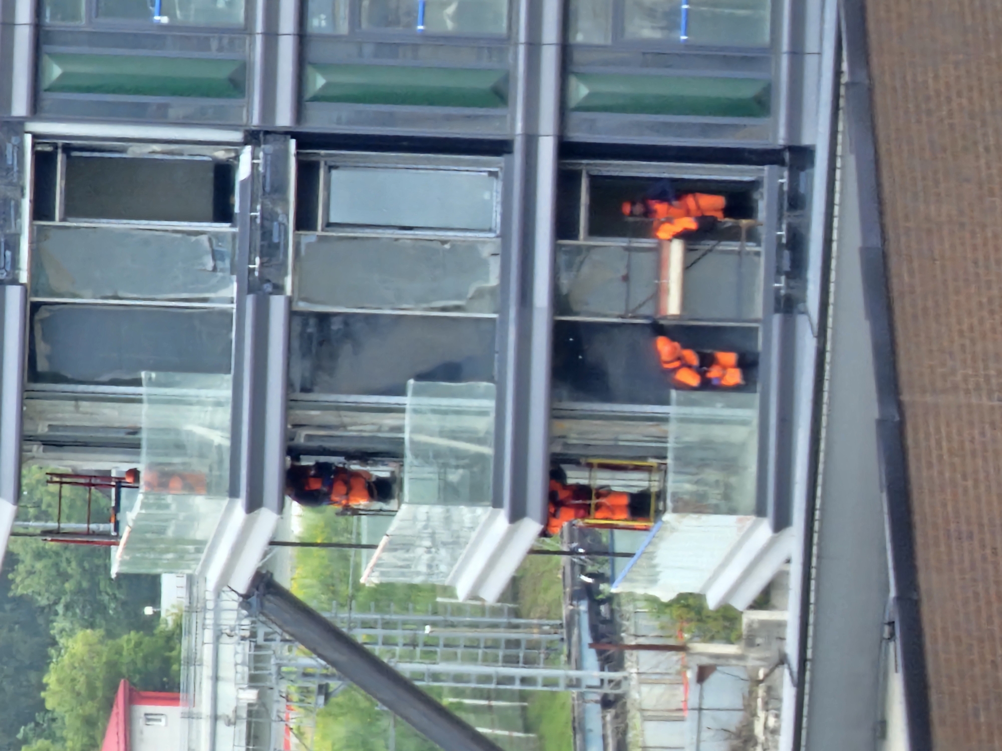 High-rise construction crew at work in Moscow