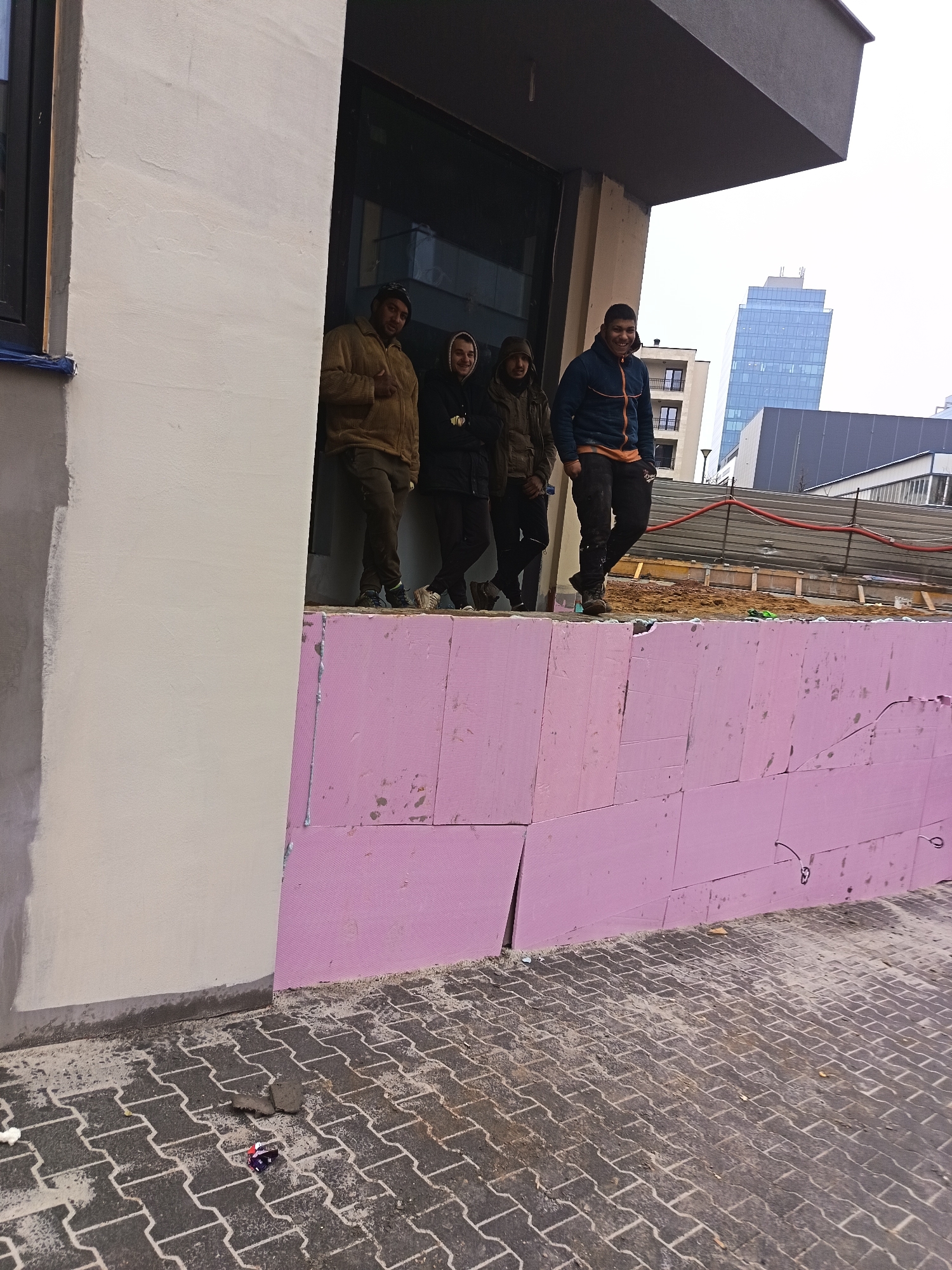 Construction workers active at Sofia building site