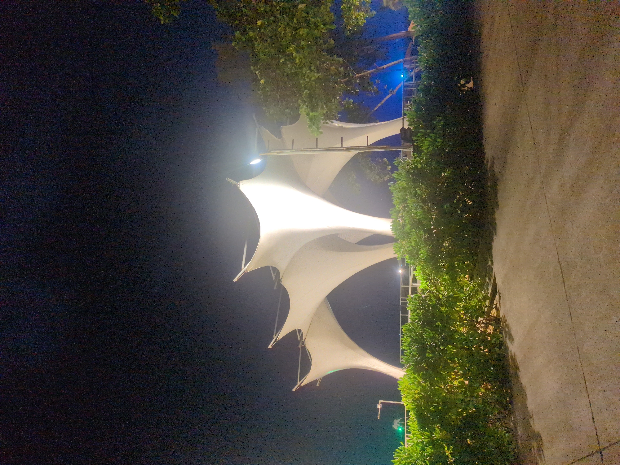Nighttime documentation of illuminated pathways and resort areas in Phú Quốc