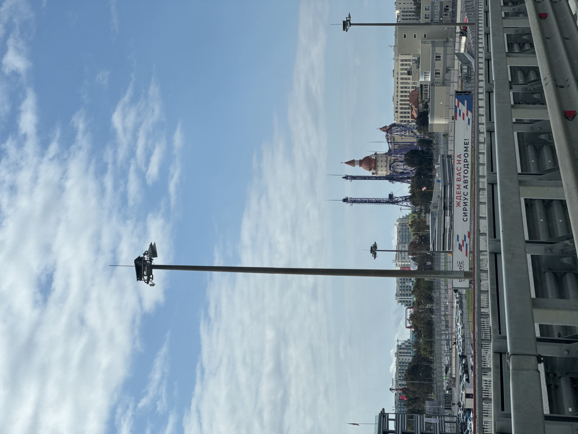 Morning view of Sirius Autodrome shows security infrastructure